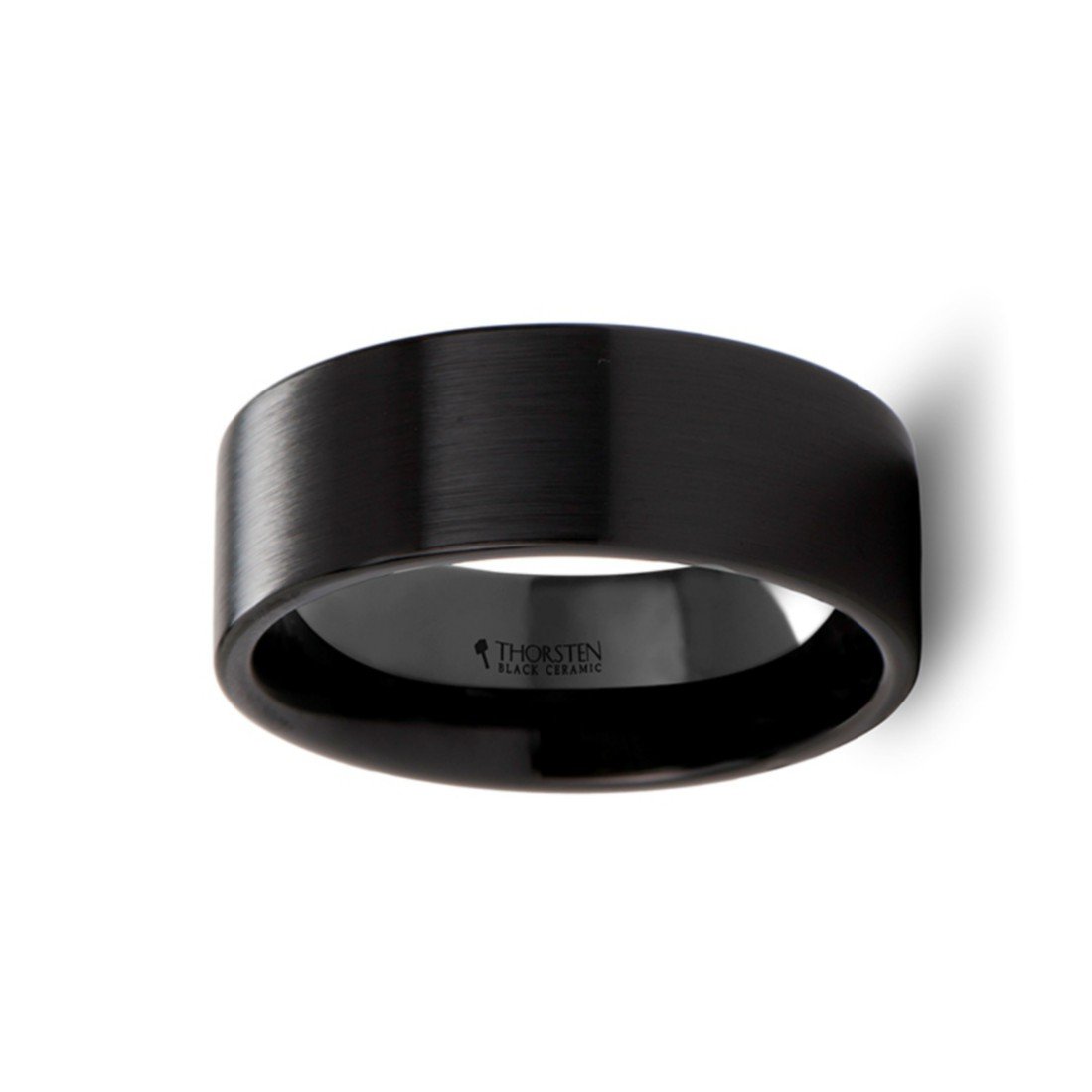 DRAKON 10mm Wide Black Brush Finished Ceramic Wedding Band Ring - Custom Inside Engraving for Personalized Gift - Perfect for Anniversaries, Engagements & Special Occasions