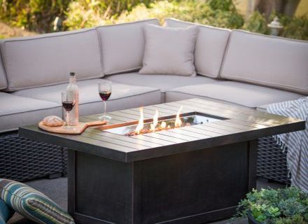 Napoleon Kensington Rectangular Patio Flame Fire Table - Outdoor Gas Fire Pit for Backyard, Deck, and Garden - Perfect for Entertaining and Relaxing