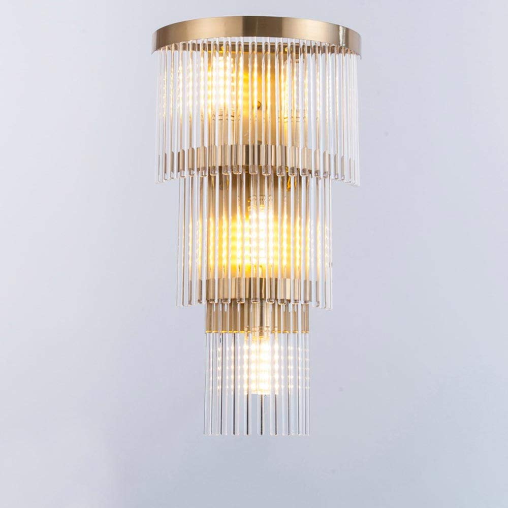 Modern Luxury Crystal Wall Sconces - Mid Century Decorative Wall Lantern with Tiered Clear Crystals for Bedroom, Bathroom & Kitchen Island Lighting - Elegant Wall Mounted Fixtures for Home Decor