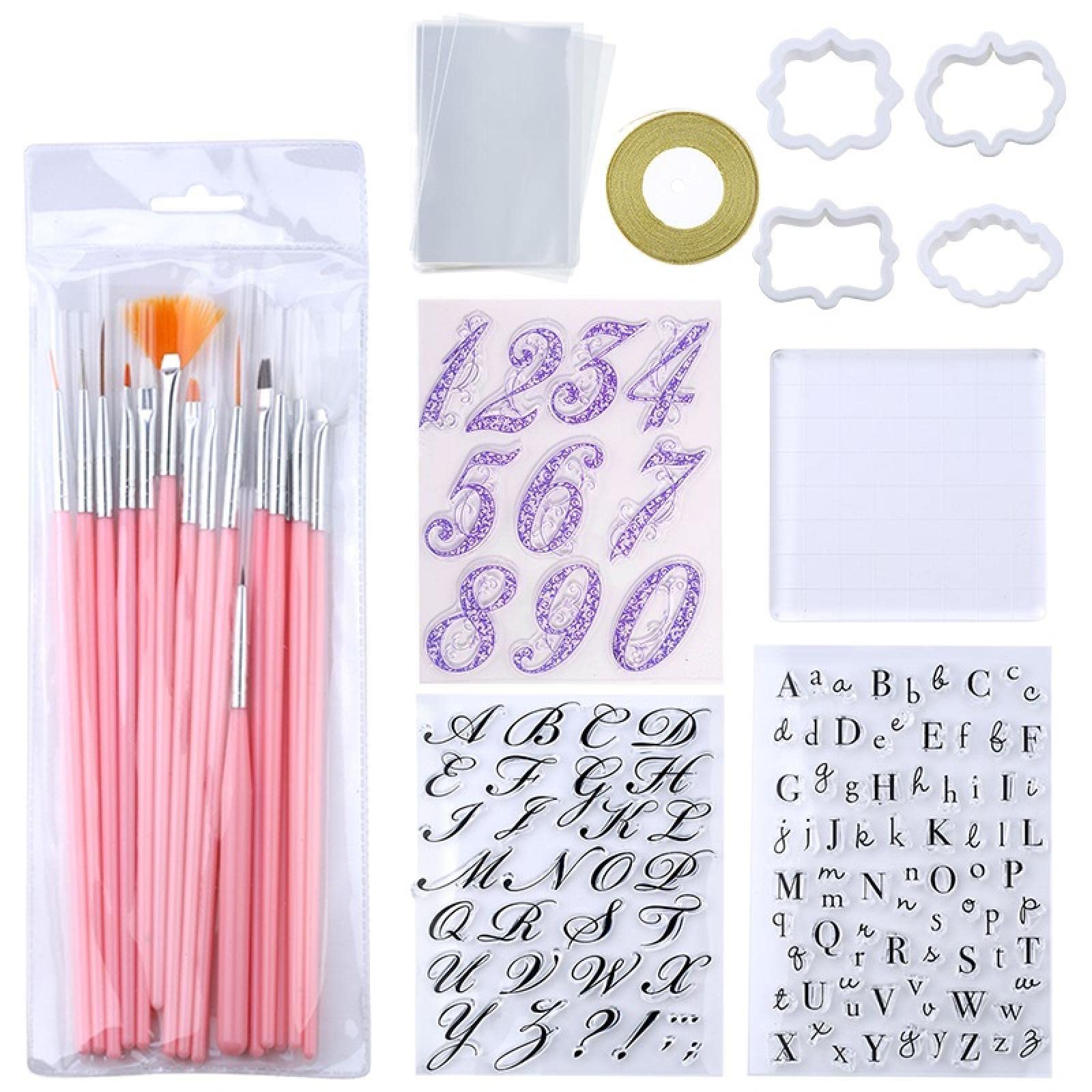 Premium Cake Decorating Stencils & Alphabet Cookie Cutters Set - DIY Fondant Embosser, Letter Stamps, Pastry Molds for Professional Baking & Home Decor (Perfect for Birthday Cakes, Wedding Desserts & Holiday Cookies)
