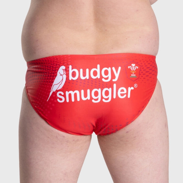 Budgy Smuggler Welsh Rugby Union Swimwear - Men's Performance Swim Briefs for Rugby Fans - Perfect for Beach, Pool & Sports Events