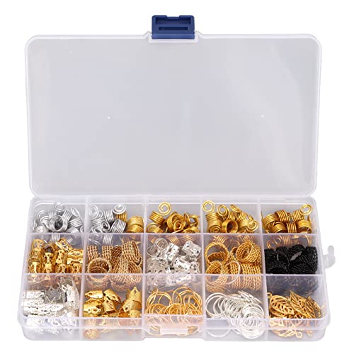 Dreadlocks Beads Set - 50pcs Alloy Hair Braiding Beads & Pendant Rings for DIY Jewelry, Hair Decorations - Perfect for Parties, Festivals & Boho Hairstyles