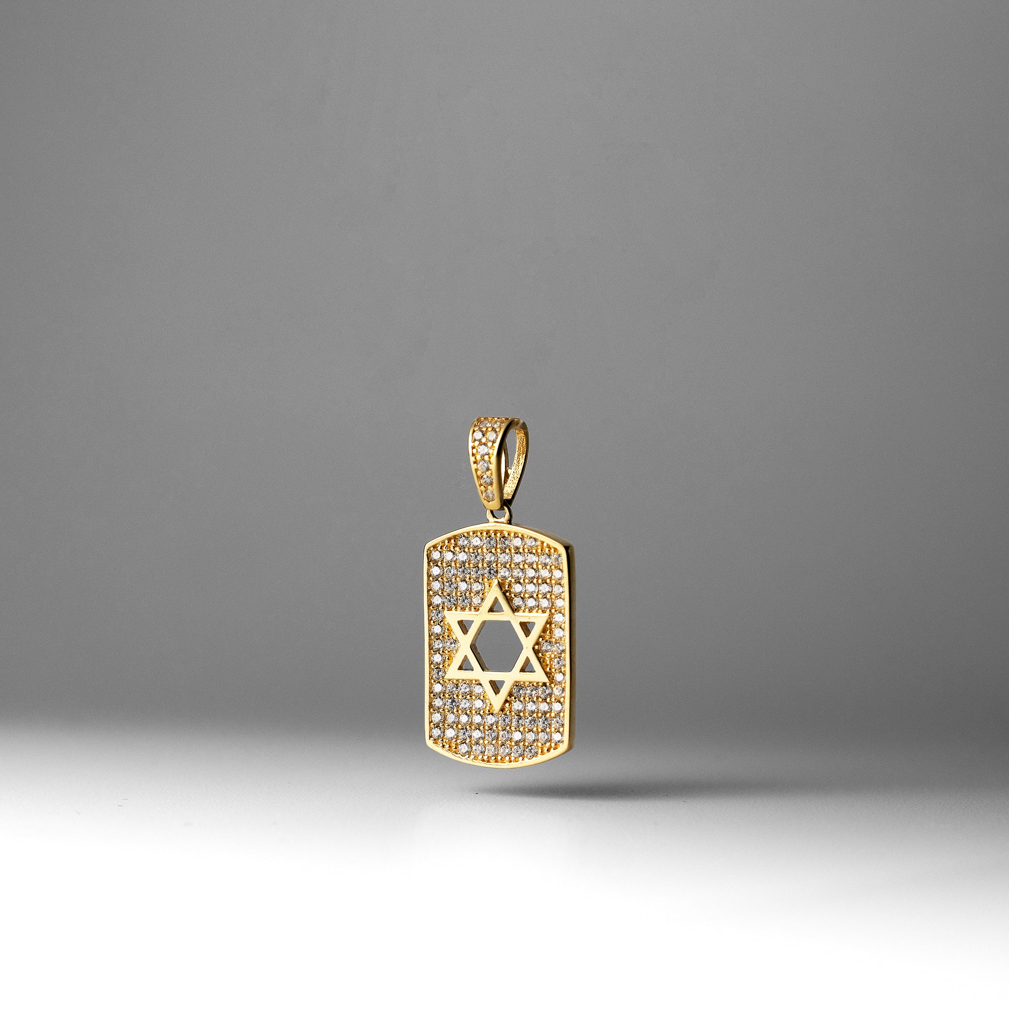 14K Gold Plated CZ Star of David Dog Tag Pendant Necklace for Men & Women - PT2765 - Perfect for Jewish Gifts, Religious Jewelry & Everyday Wear