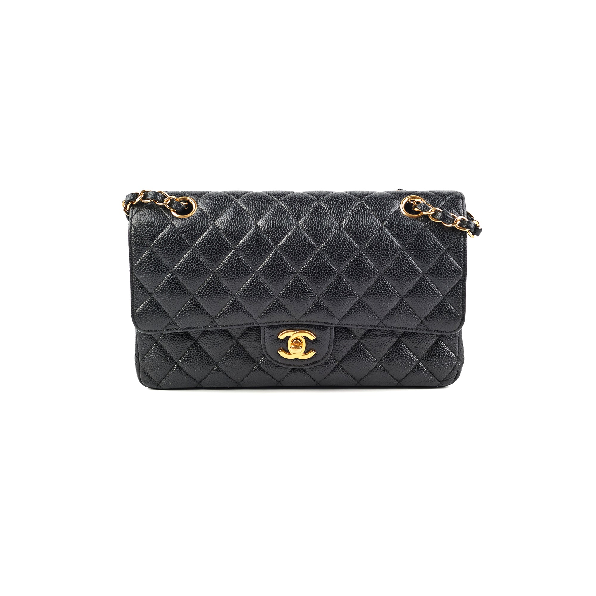 Chanel Classic Double Flap Bag Medium/Large Size in Black Caviar Leather - Perfect for Work, Evening Events & Luxury Fashion Accessories
