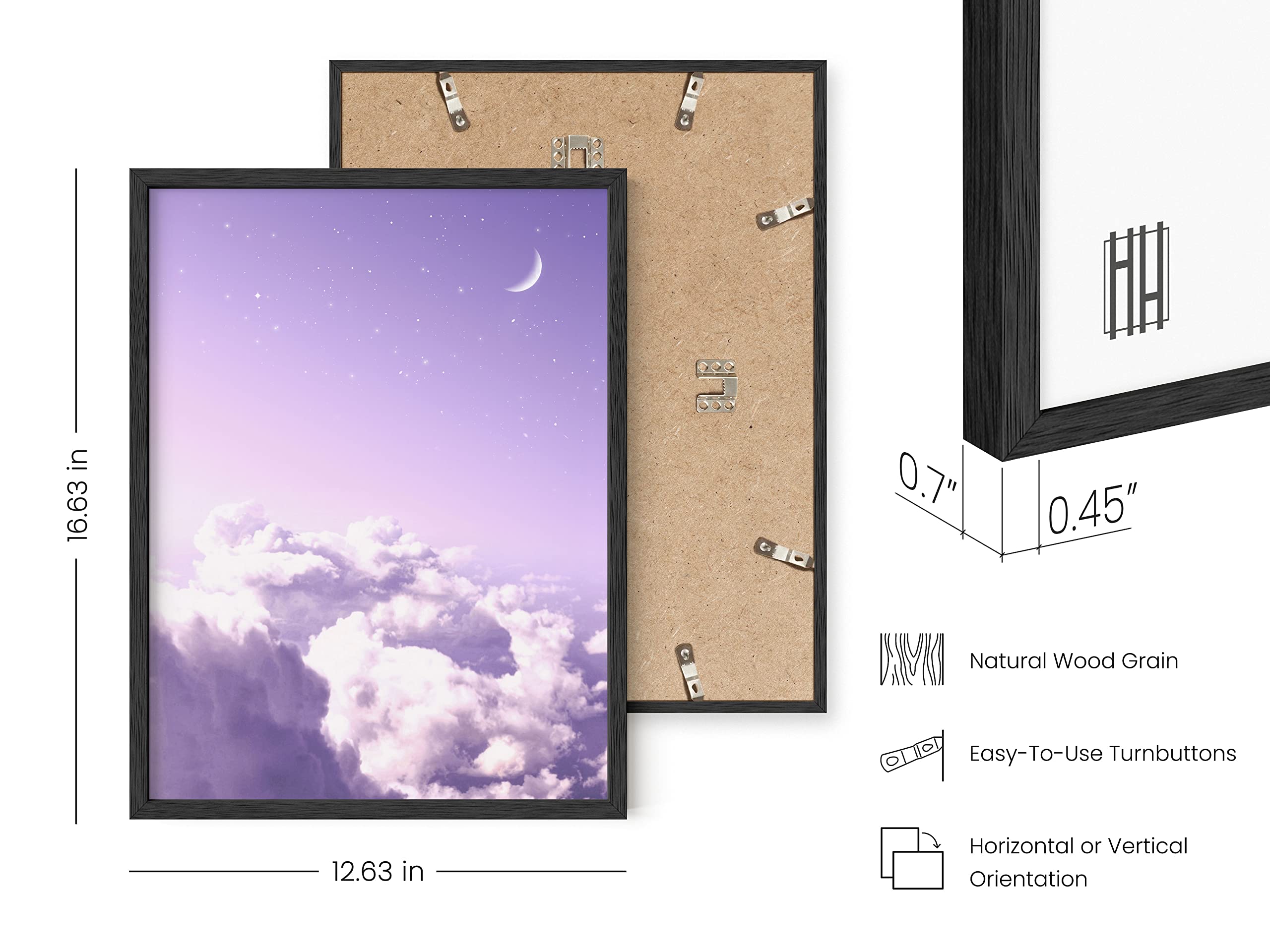 HAUS AND HUES Purple Cloud Wall Art - 12x16 Black Framed Gradient Sky Painting for Bedroom Decor | Aesthetic Purple Wall Decor for Girls Room, Living Room & Nursery