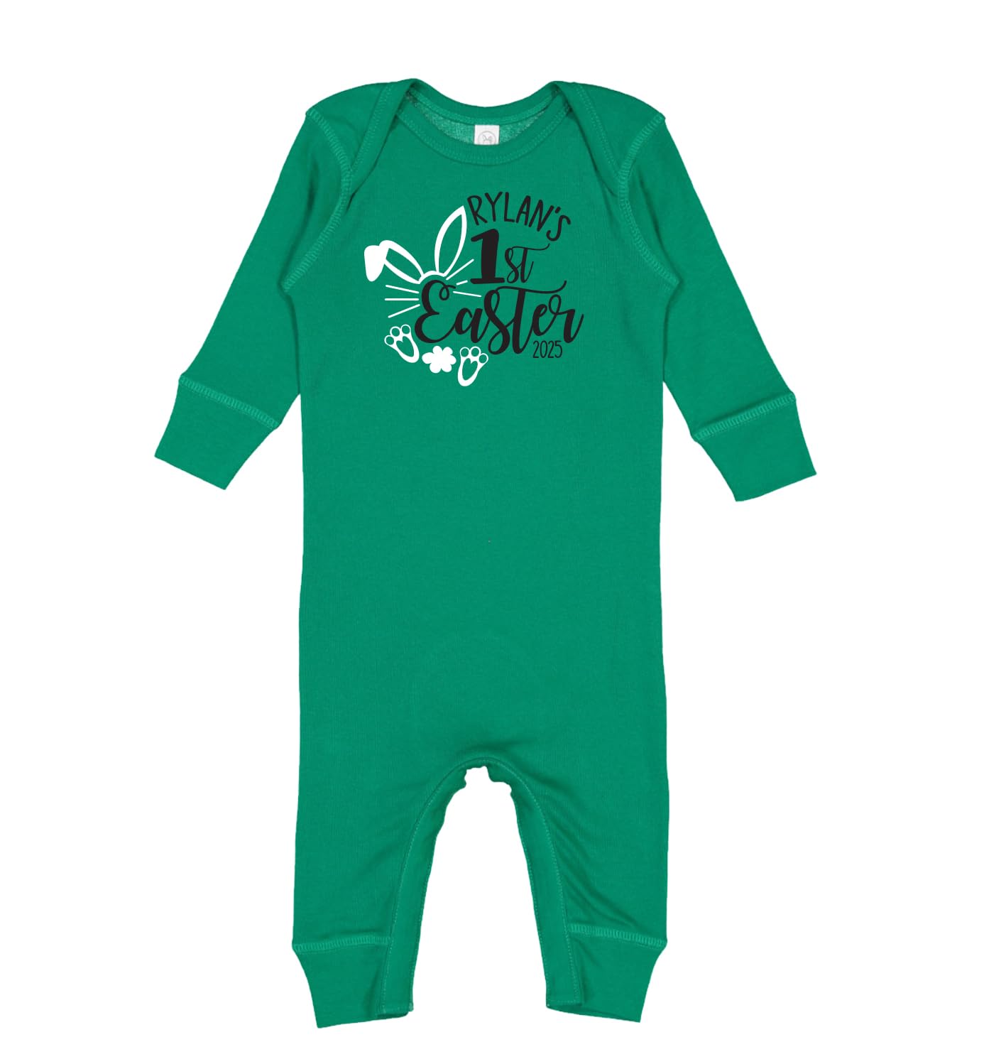 Personalized First Easter Outfit for Baby - Bunny Romper & Easter Pajamas Set (12 Months, Kelly Green) | Perfect Easter Gift for Toddler, Photo Shoot & Family Celebration