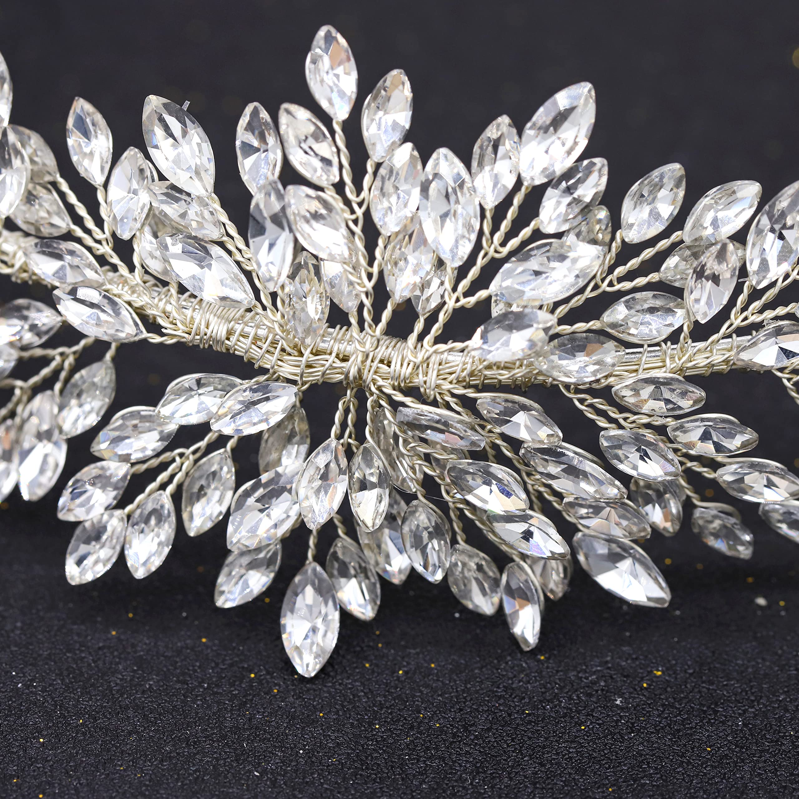 Oriamour Silver Wedding Headband for Women - Crystal Bridal Hair Accessory with Wide Band - Perfect for Bridal Shower, Wedding Ceremony & Formal Events (Silver)