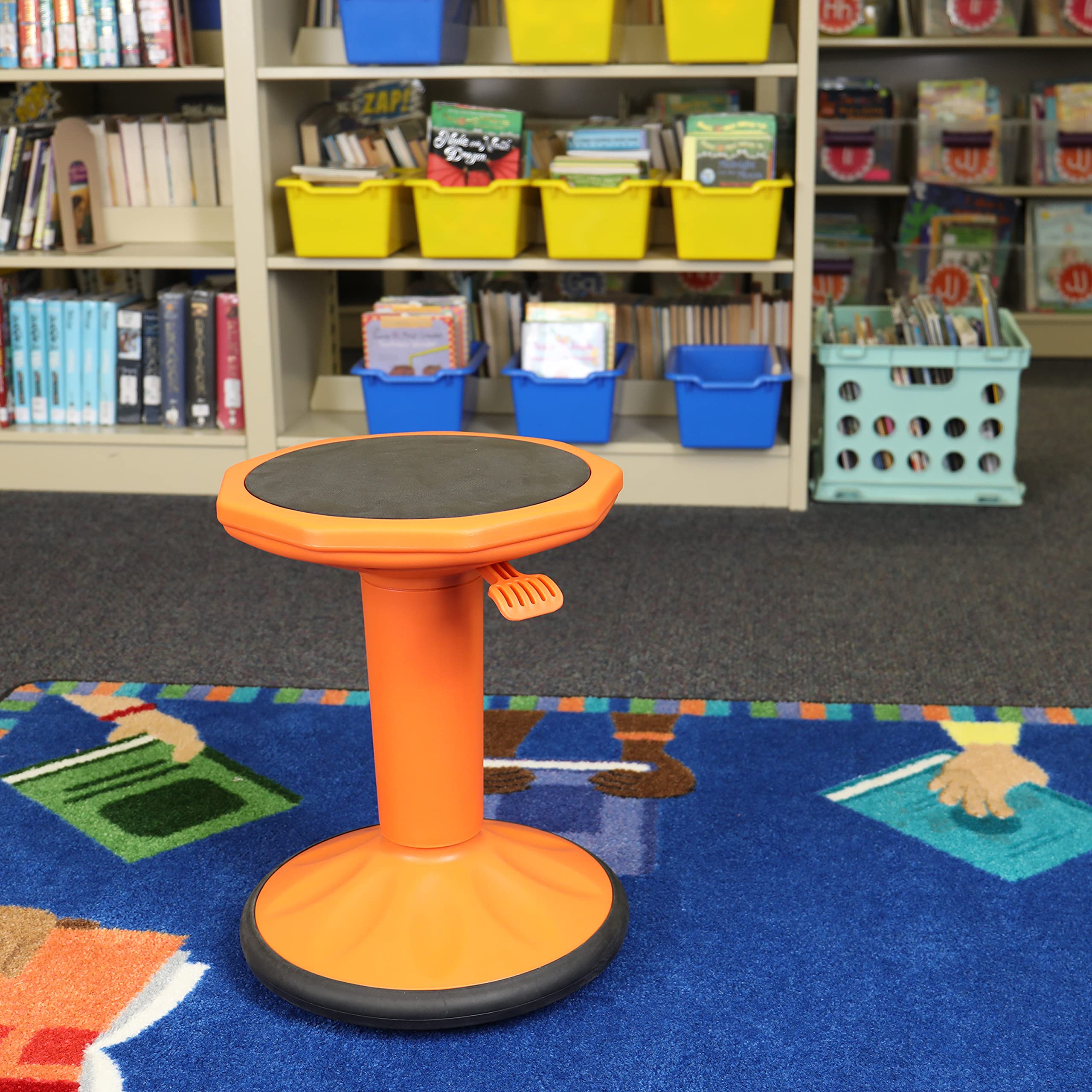 Pearington SitFree Height Adjustable Wobble Stool - Active Flexible Seating Chair for Kids & Adults - Ergonomic Office & School Chair - Orange - Perfect for Home Office, Classroom & ADHD Focus