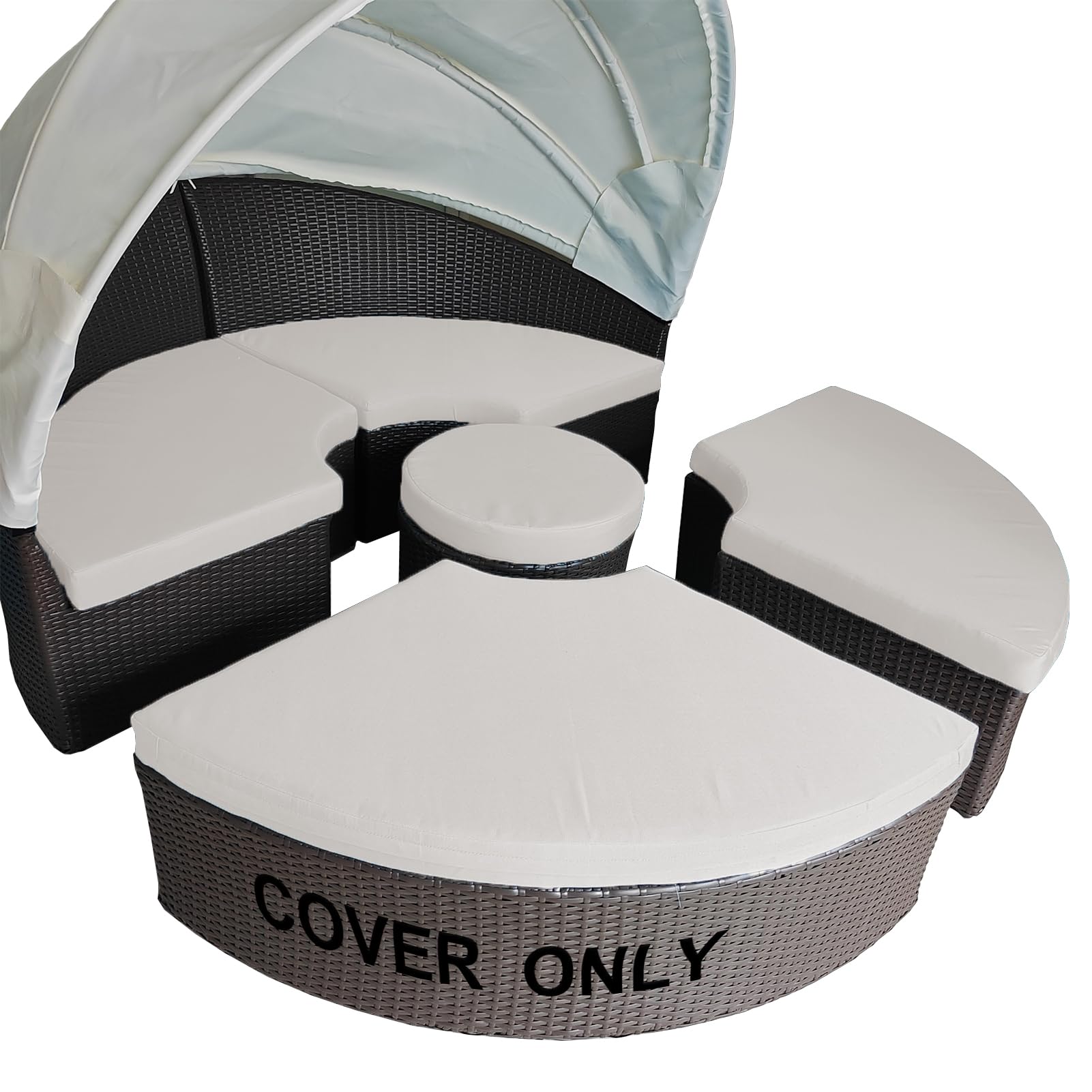 5-Piece Waterproof Round Daybed Cushion Covers with Zipper - 66