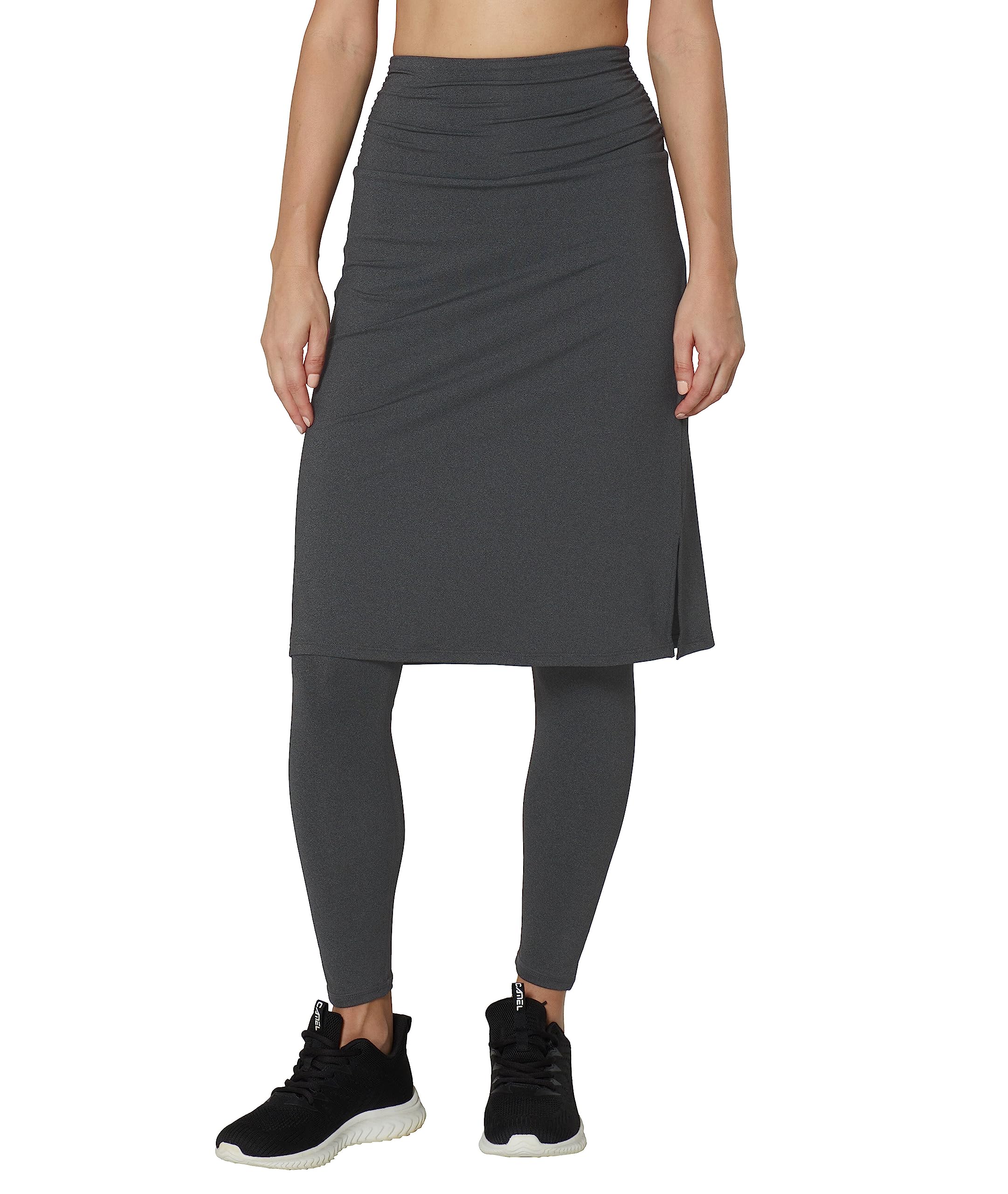 Cityoung Women's Skirted Leggings - Dressy Attached Skirt with Built-in Capri Leggings, Workout & Swim Cover-Up with Pockets - Perfect for Yoga, Beach & Casual Wear
