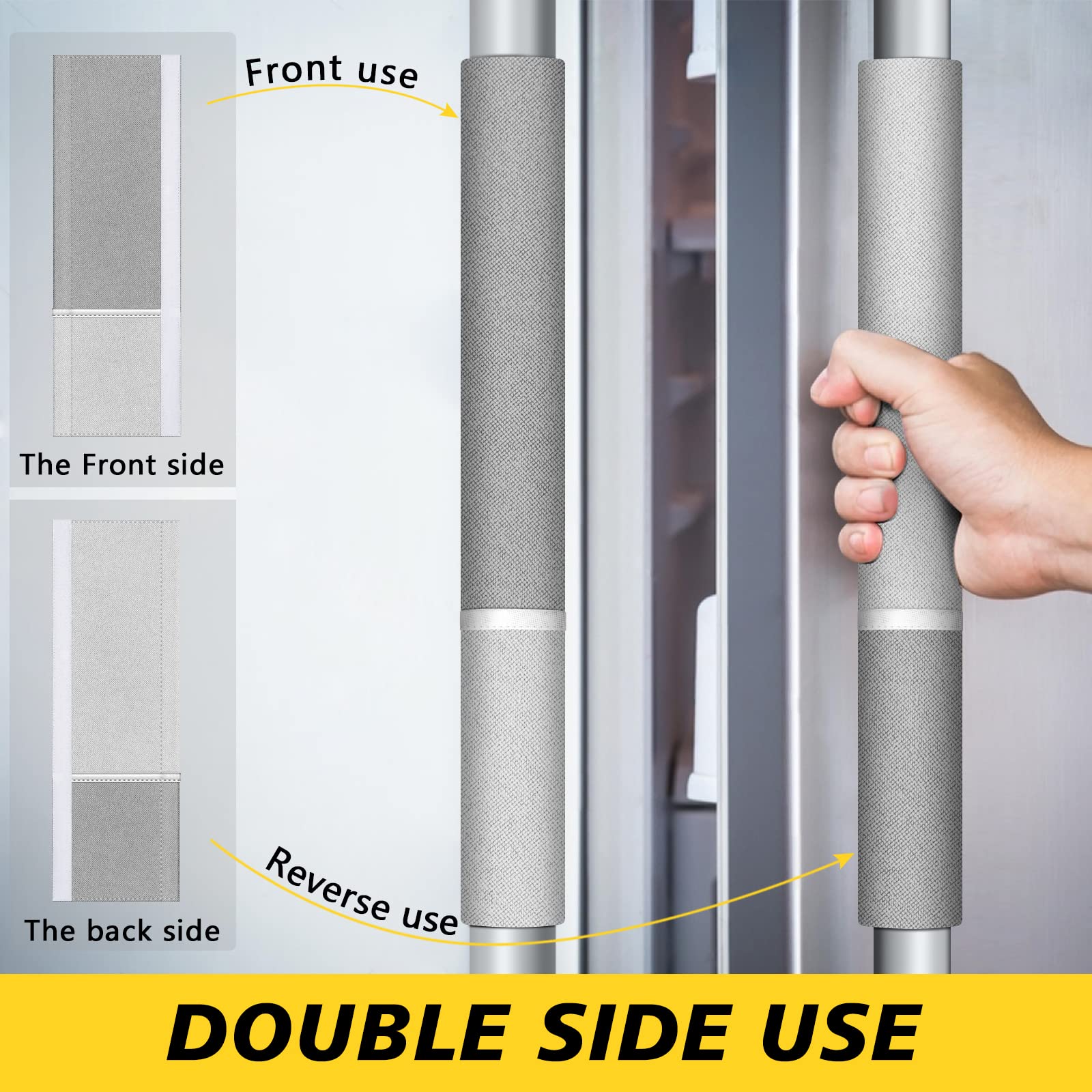4-Pack Refrigerator Door Handle Covers - Gray Kitchen Appliance Protectors for Fridge, Microwave & Dishwasher - Anti-Smudge, Drip & Stain Resistant Cloth Covers - Keep Appliances Clean & Hygienic (Perfect for Busy Kitchens & Family Homes)