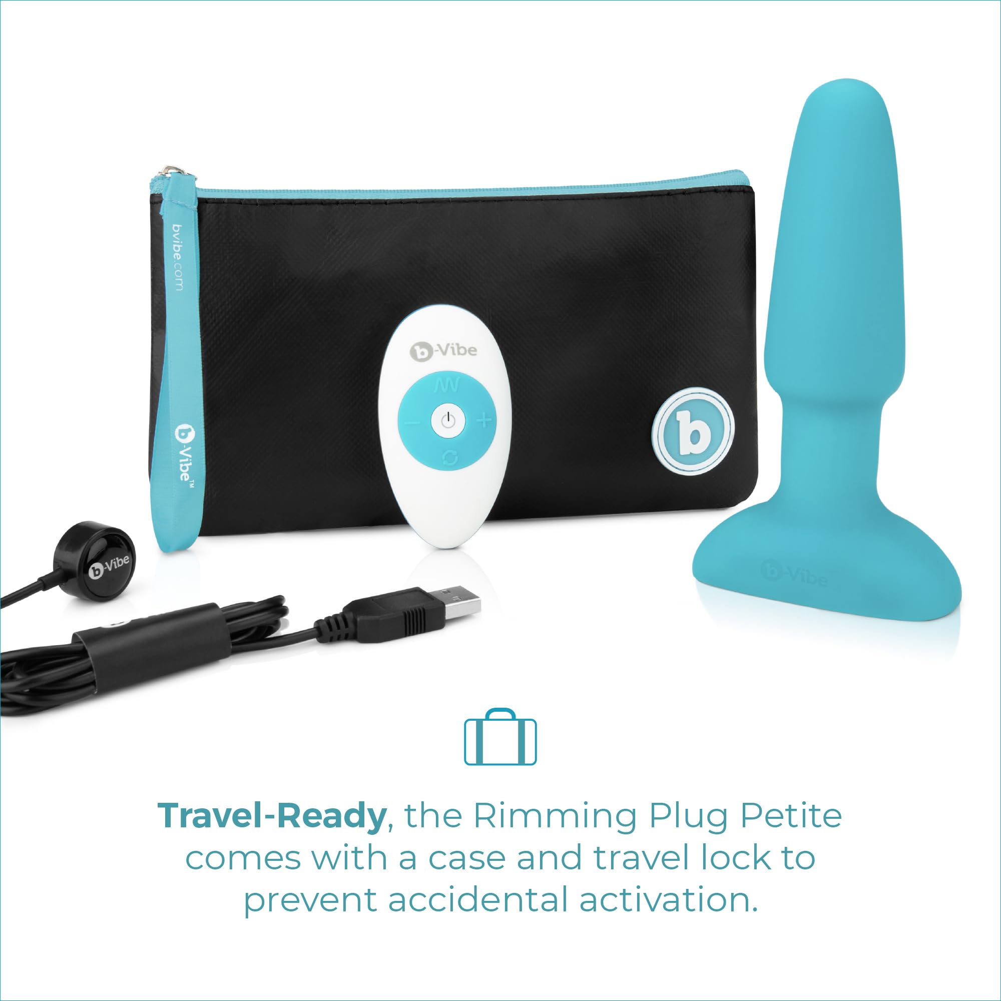 B-Vibe Remote Control Rotating Rimming Plug - 15 cm Blue - Perfect for Couples Play & Solo Pleasure