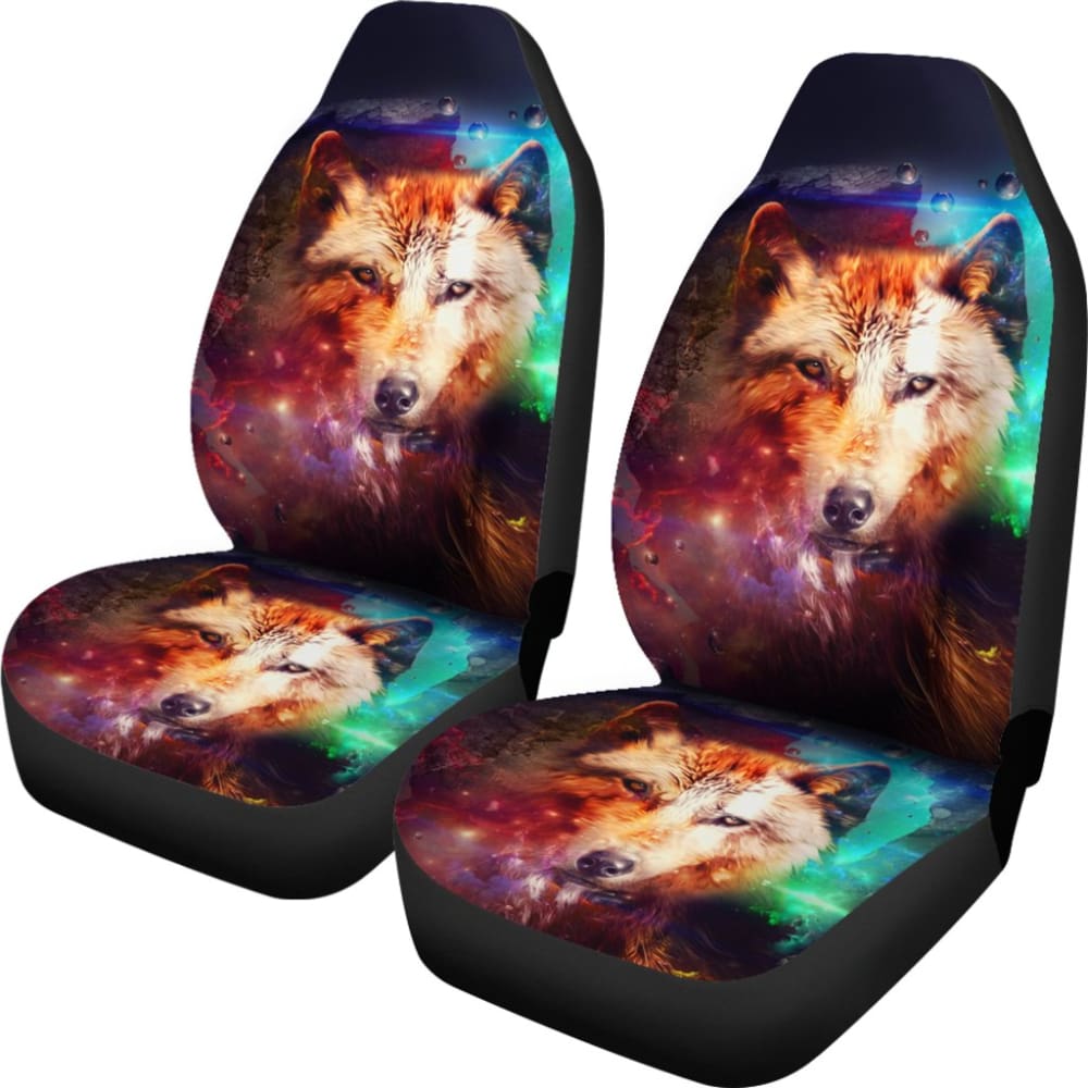 Premium Wolf Galaxy Print Car Seat Covers - Universal Fit for Cars, Trucks & SUVs - Unique Gift for Men & Auto Enthusiasts - Perfect for Road Trips, Daily Commutes & Vehicle Protection