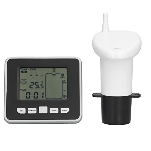 多功能超声波电子水箱水位计显示温度计时钟水位监测器 - 适用于家庭、办公室、实验室水位监控