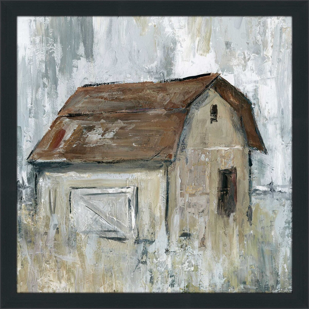 Barn At Dusk by Carol Robinson - Premium Acrylic Wall Art Print - Countryside Landscape Painting for Living Room, Bedroom & Office Decor