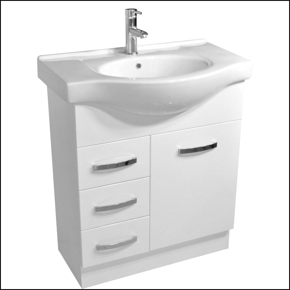 Fienza Antonio 75EKWL 750mm White Bathroom Vanity Unit with Sink - Modern Waterproof Storage Cabinet for Bathroom Remodeling (Perfect for Small Spaces & Powder Rooms)