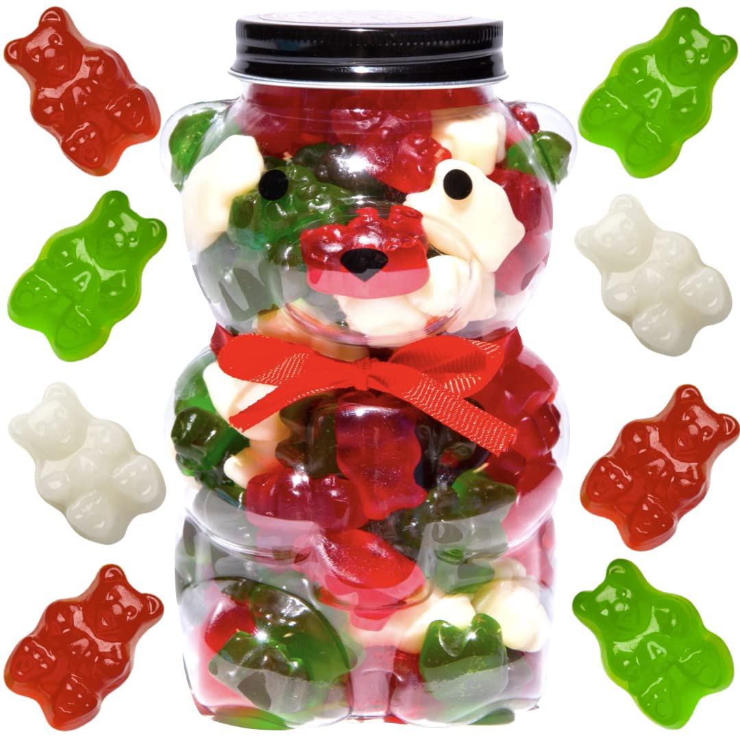 Purple Plum Gummy Bears in Gift Jar - 1LB Assorted Bear-Shaped Gummy Candies with Red Bow - Sweet Treats for Birthdays, Holidays & Party Favors - Perfect Candy Gift for Christmas, Valentine's Day & Special Occasions