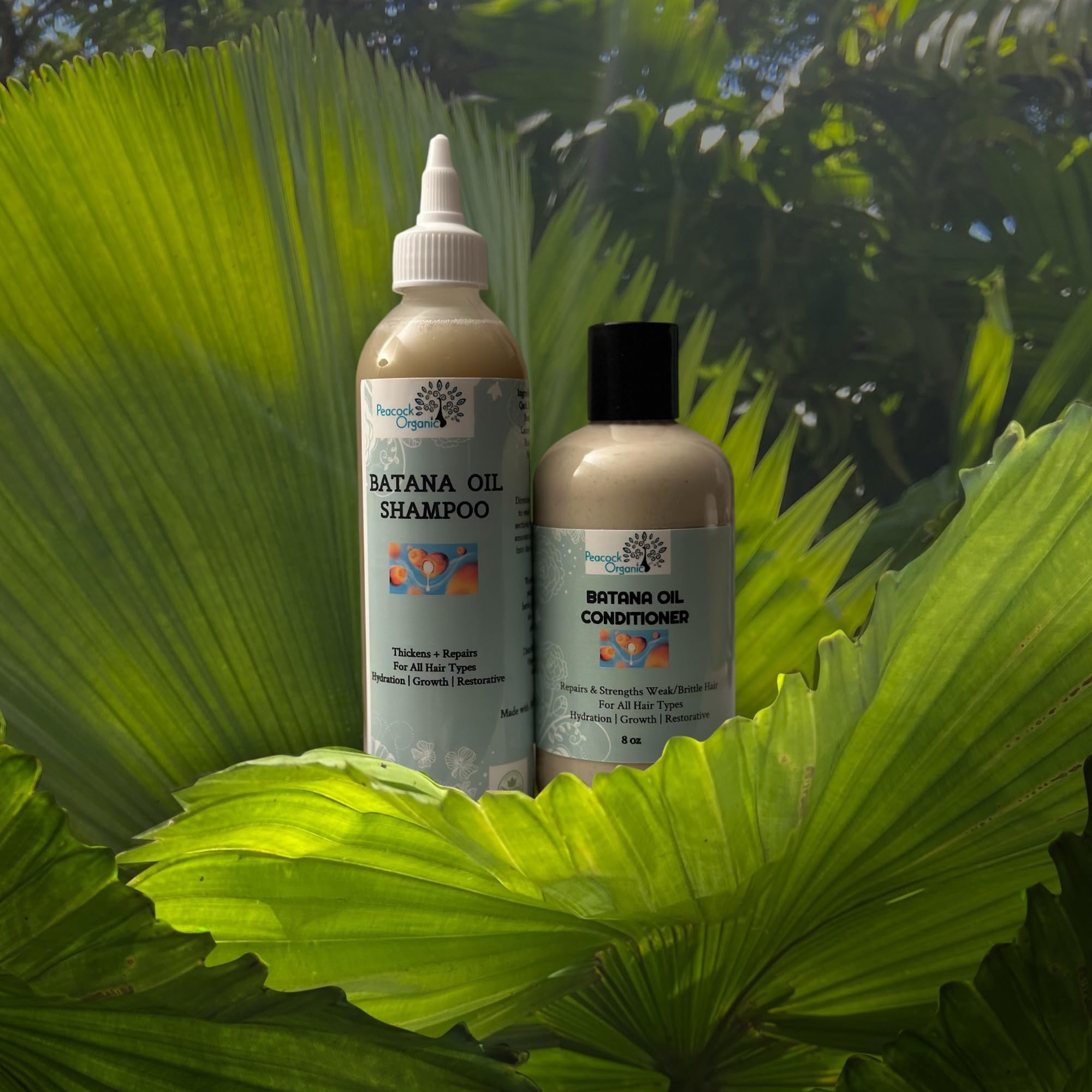 Batana Oil Shampoo and Conditioner Set for Hair Growth - 8oz Natural Hair Care with Scalp Nourishment for Thicker, Shinier Hair - Perfect for Dry, Damaged Hair & Daily Hair Care Routine