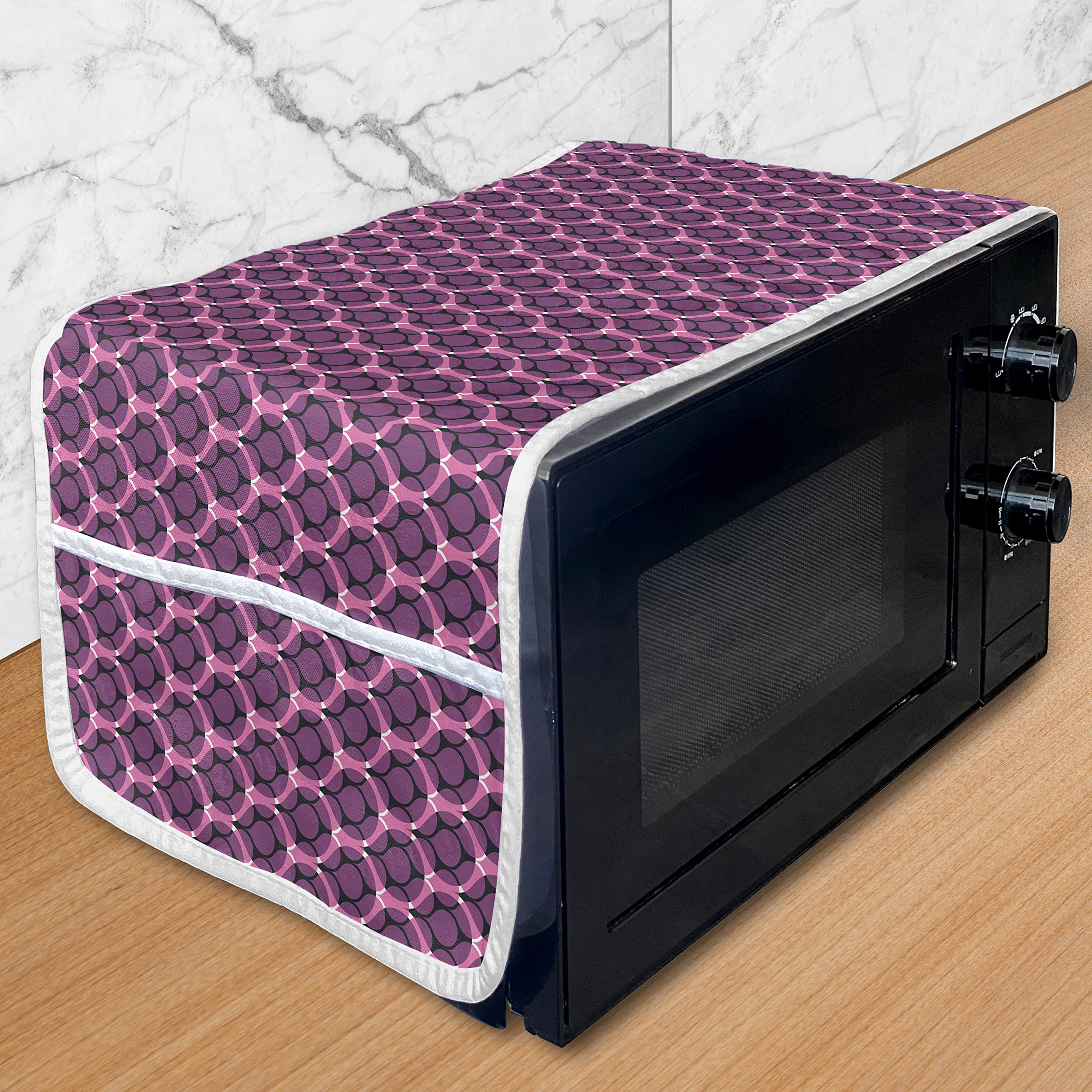Ambesonne Microwave Cover - Waterproof Retro Raindrop Design Kitchen Organizer with Pockets, 36