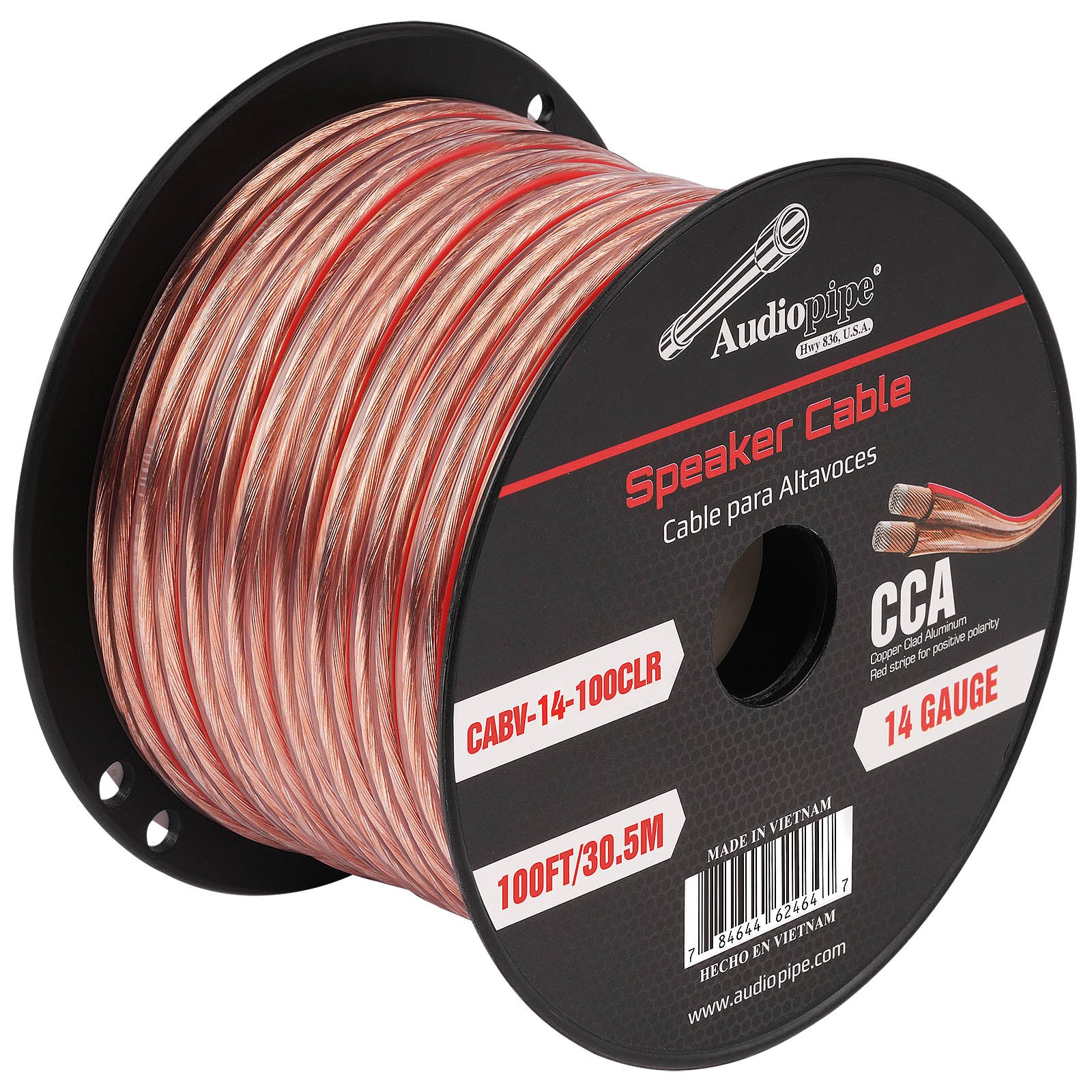 100FT 14AWG Speaker Cable - High Performance Oxygen-Free Copper Audio Wire for Home Theater, Studio & Outdoor Speakers (CABV 14 100CLR) - Perfect for Surround Sound Systems, DJ Equipment & Live Events