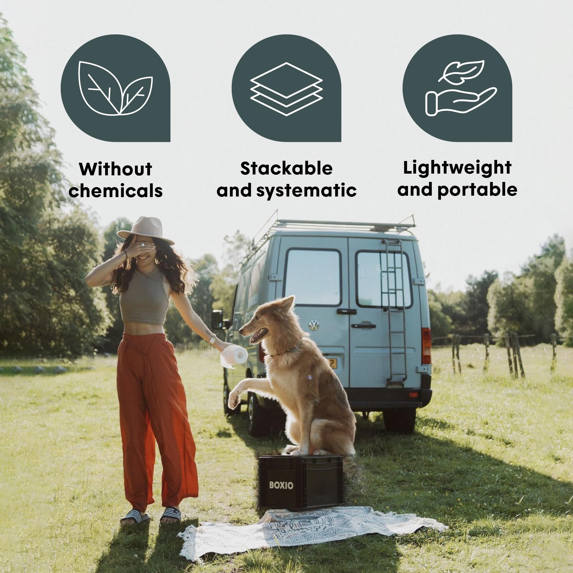 **BOXIO Portable Camping Toilet - Compact & Lightweight for Outdoor Adventures, Travel, RV, Boating | 14.7