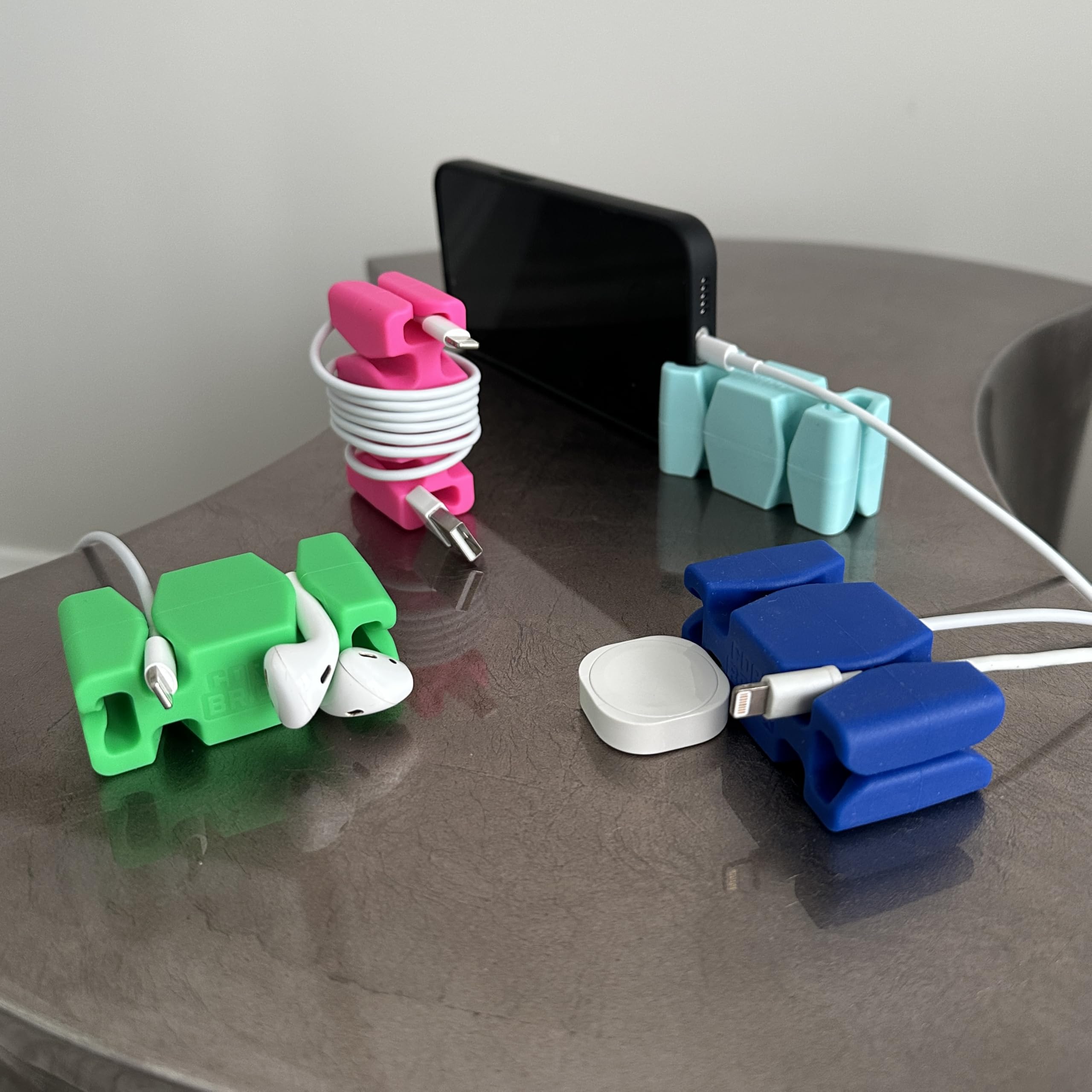 4-Pack Weighted Cord Holder for Nightstand - Phone Charger Cable Organizer for Travel & Home - Multipurpose Gift for Adults (Home, Office, Car Use) - Perfect for Desk, Nightstand, and Travel Accessories