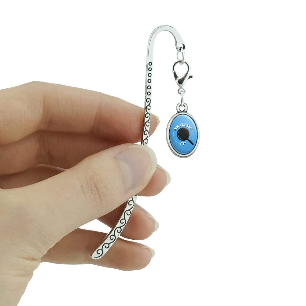 Funny Cooking Humor Metal Bookmark - Skillin' It Killing Skillet Design with Oval Charm - Perfect Gift for Chefs & Book Lovers - Great for Cookbooks, Kitchen Gifts & Reading Accessories