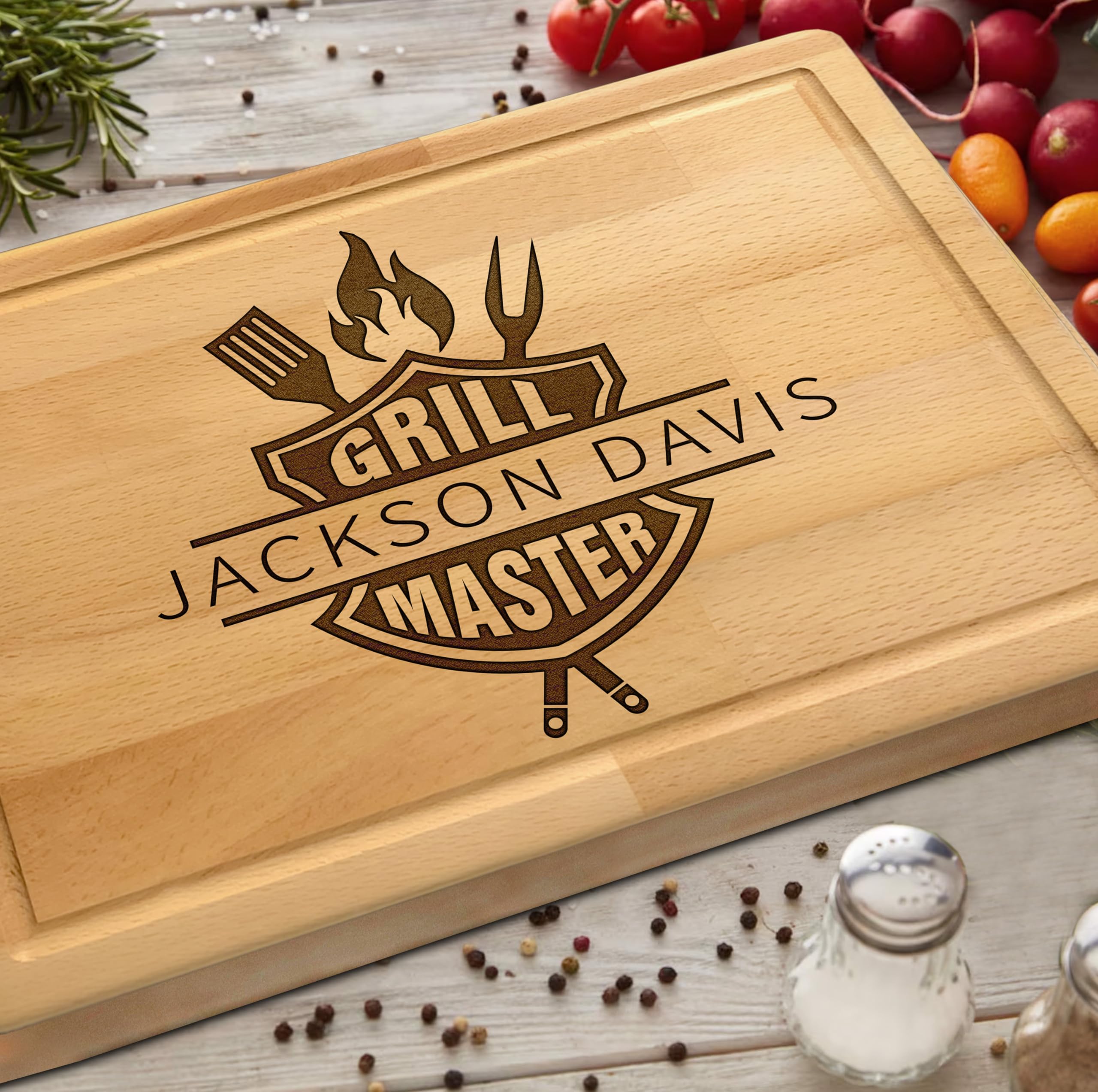 Custom Personalized Grill Cutting Board - Unique Christmas & Father's Day Gifts for Men, Dad & Grandpa - Perfect for BBQ, Grilling & Outdoor Cooking