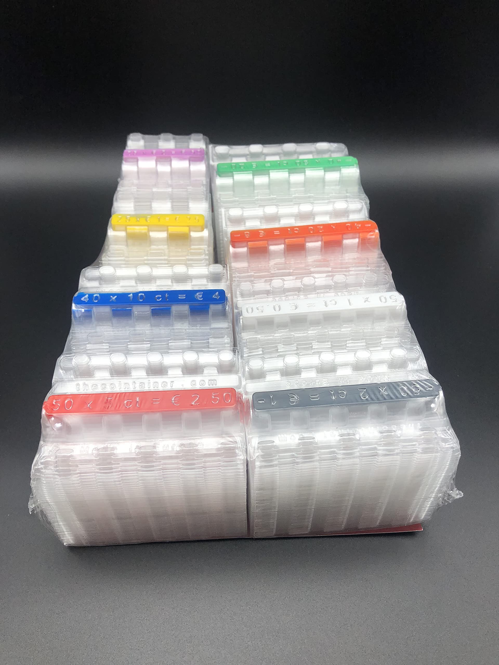 LMIXTC 400 Euro Coin Cases (8 Packs of 50) - Durable Plastic Coin Holders for Euro Coin Collection, Storage & Organization - Perfect for Collectors, Banks & Retail Use