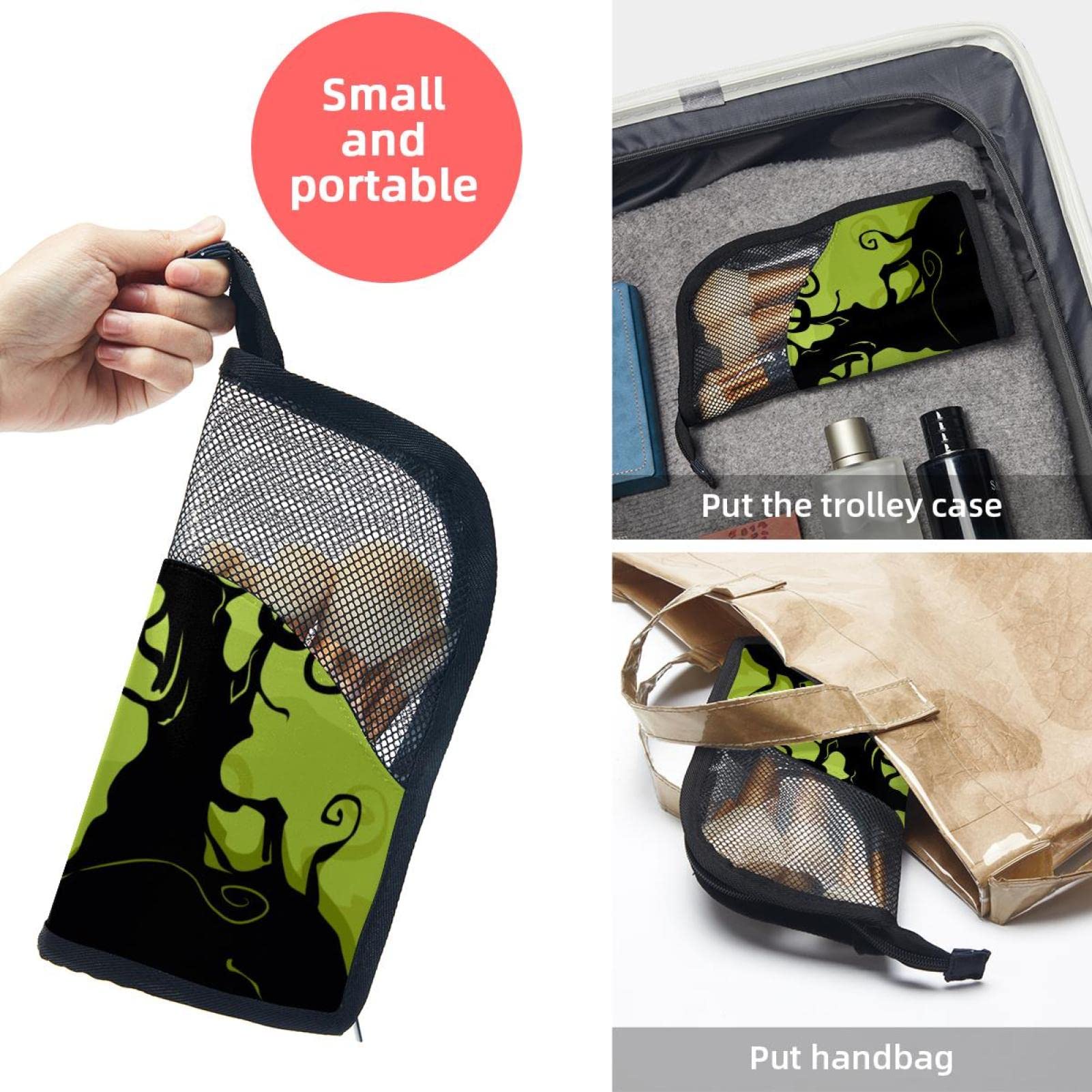 12-Piece Makeup Brush Organizer Bag with Halloween Northern Lights Tree Cat Design - Portable Travel Makeup Brush Holder Case for Professional & Home Use