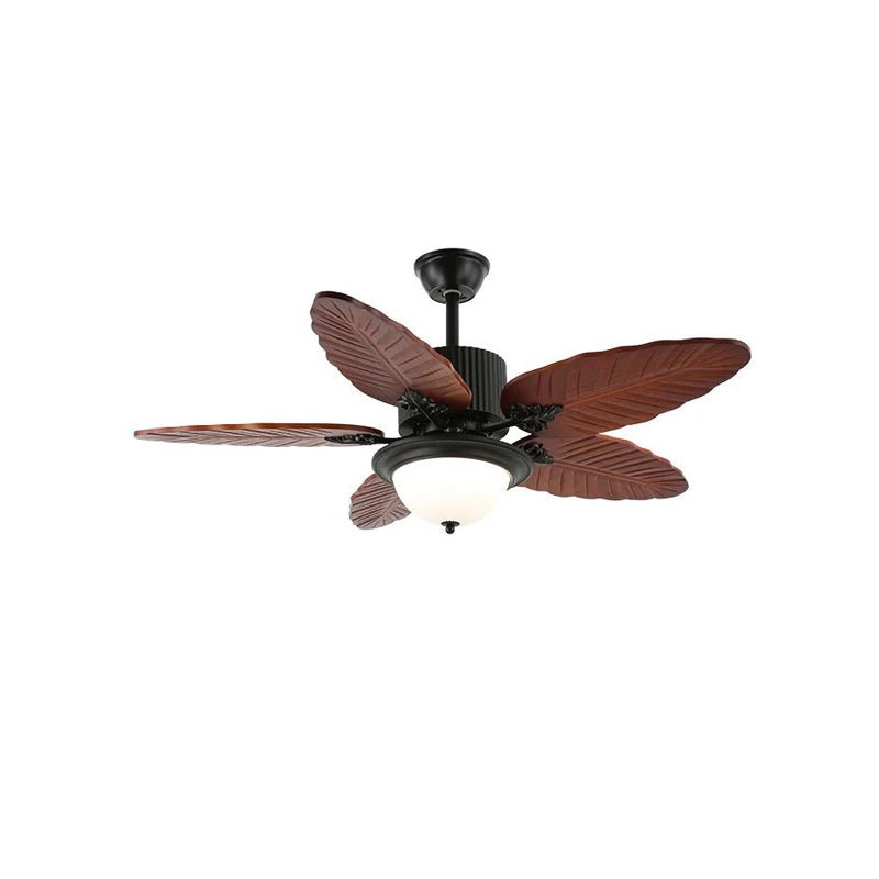 Banana Wood Leaf Ceiling Fan with Light - Tropical Style Ceiling Fan for Bedroom, Living Room, and Outdoor Patio