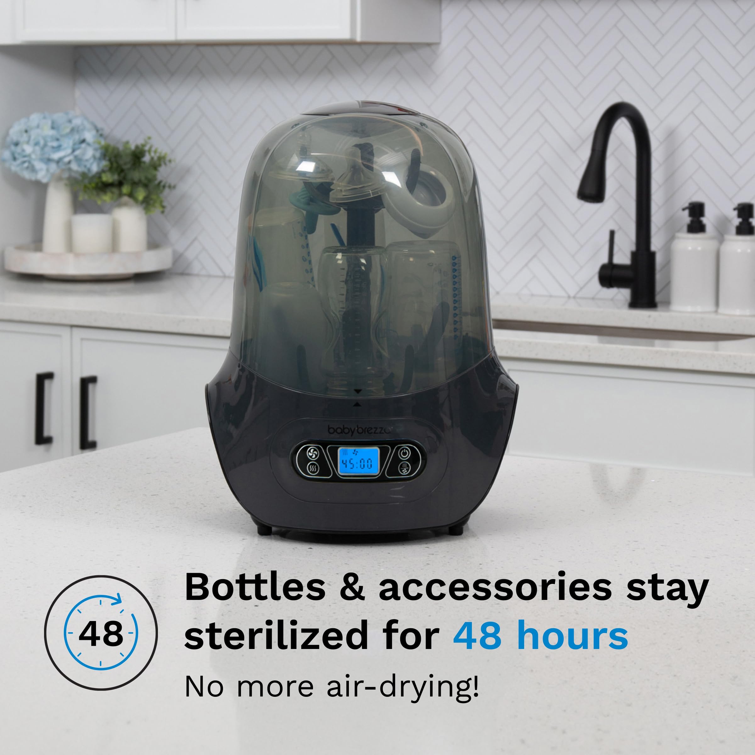 Baby Brezza Electric Baby Bottle Sterilizer and Dryer Machine | Steam Sterilizer for Pacifiers, Glass & Plastic Bottles | Universal Fit for Newborn Feeding Accessories | Perfect for Daycare, Travel & Home Use