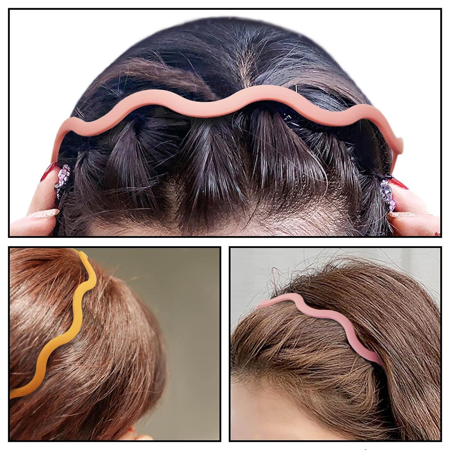 Thin Wavy Plastic Headbands for Women & Girls - 6mm Matt Surface Headbands with Comb Teeth (12-Pack) | DIY Hair Accessories for School, Work, Parties & Everyday Wear