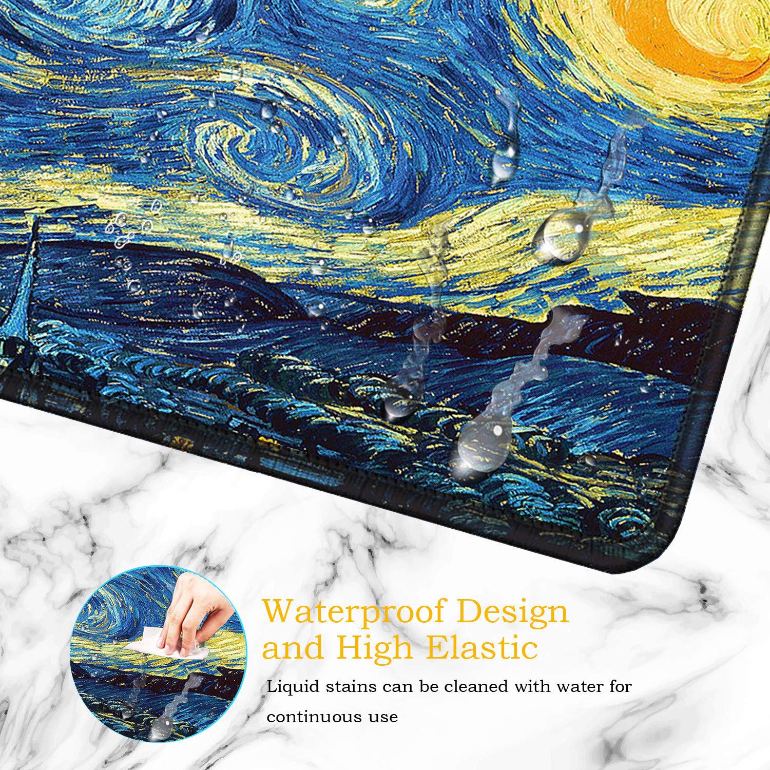 Large Gaming Mouse Pad with Stitched Edges - Waterproof Extended Desk Mat, Non-Slip Rubber Base (31.5