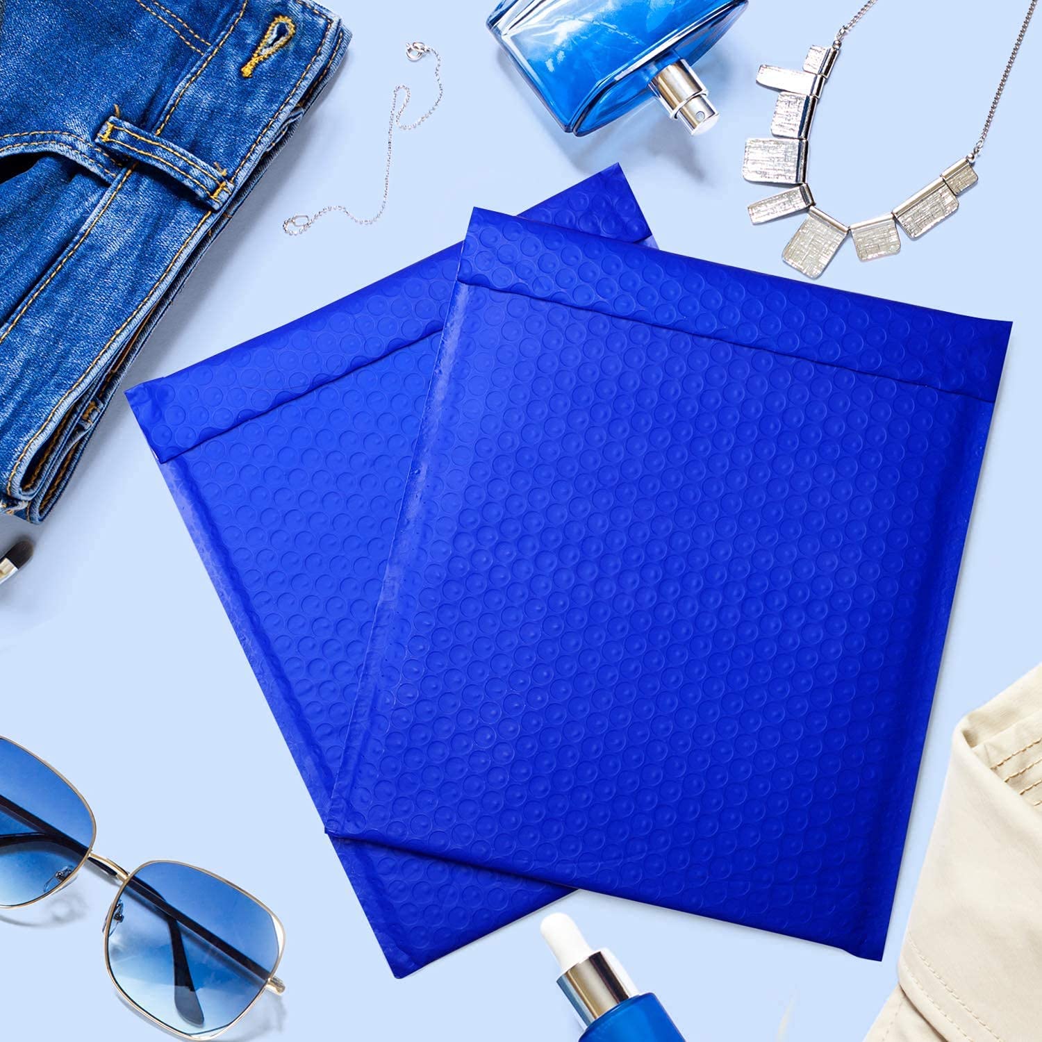 Metronic 8.5x12 Inch Blue Bubble Mailers - 250 Pack Bulk Poly Bubble Shipping Envelopes | Self-Seal Padded Packaging Bags for Small Business & Boutique | Perfect for Ecommerce, Amazon FBA, eBay & USPS Shipments