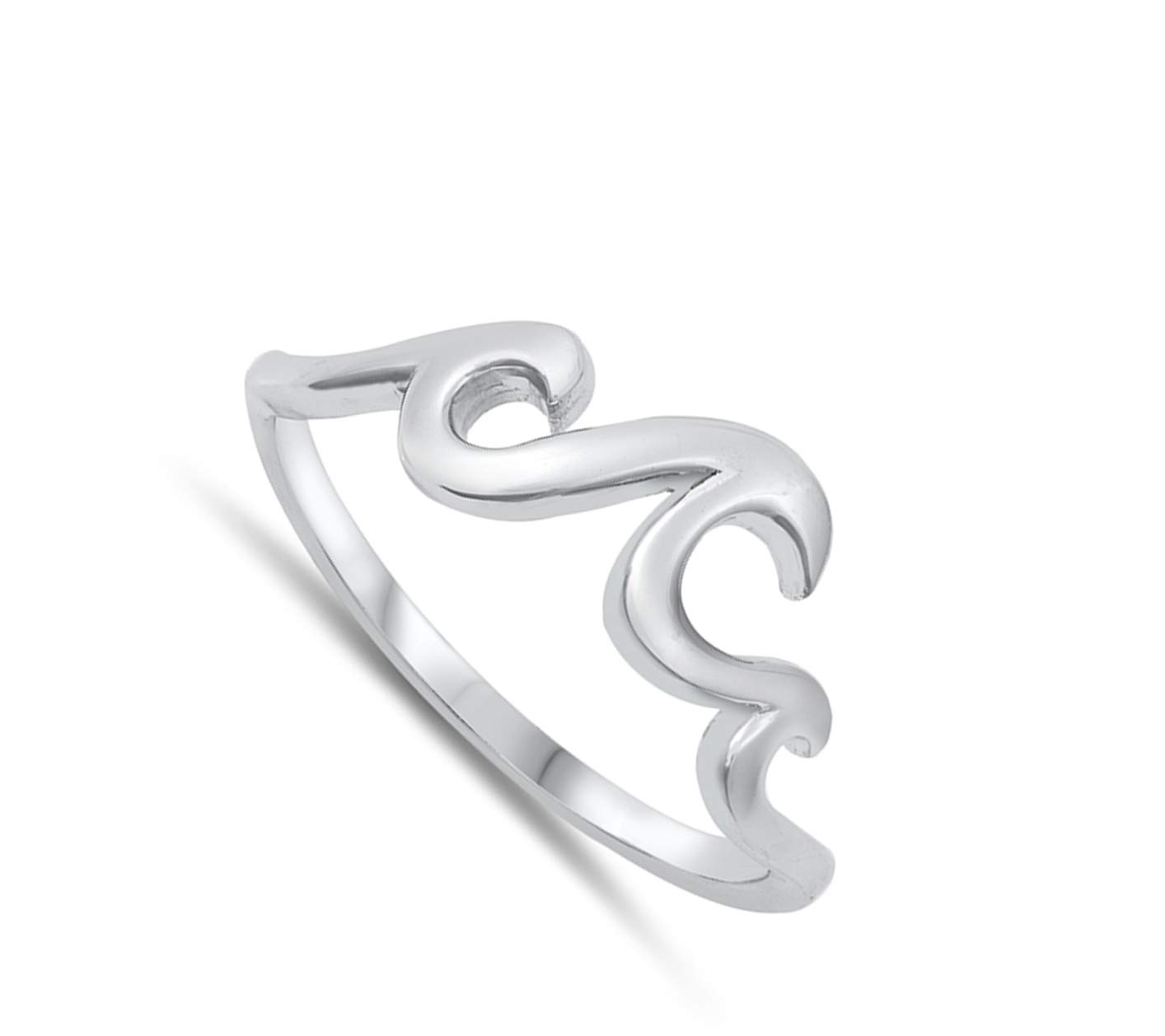 Elegant Ocean Wave Ring .925 Sterling Silver - High Polish Finish, Sizes 4-12 - Perfect for Beach Weddings, Anniversary Gifts & Boho Jewelry Lovers