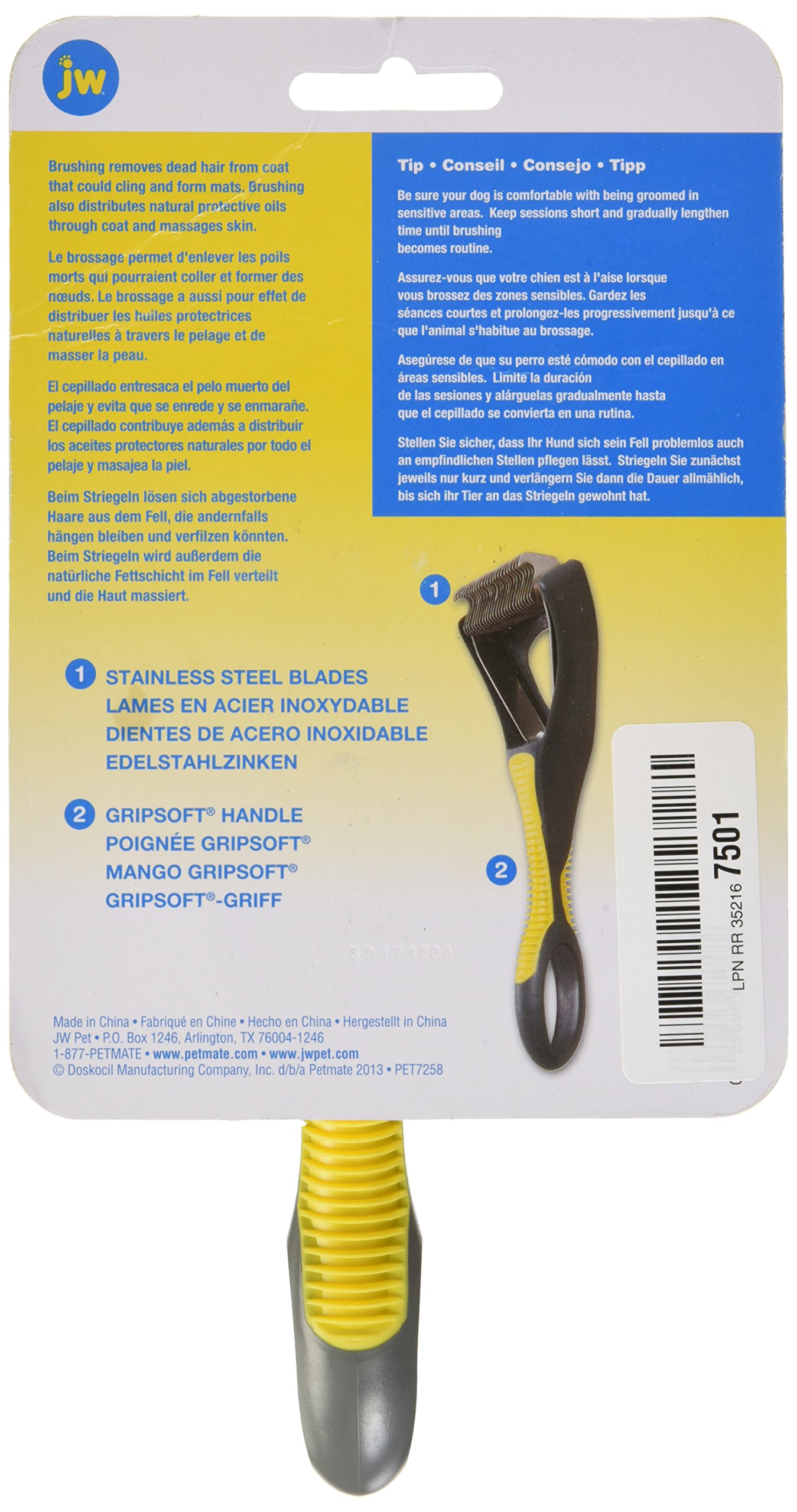 JW Pet Company Dog Deshedding Tool - Gentle Grooming Brush for Shedding Control - Perfect for Long & Short Haired Dogs - At Home & Professional Use