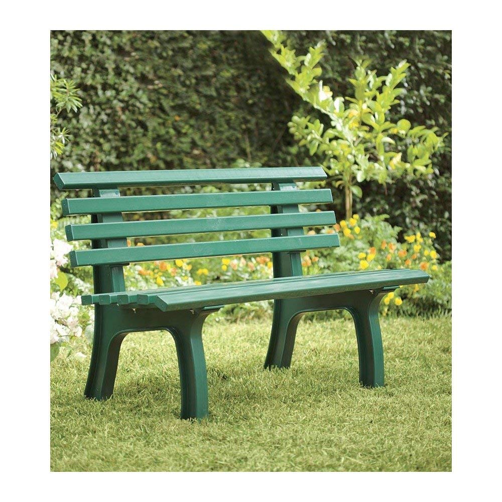 Weatherproof German PVC Outdoor Bench - Heavy Duty 500 lbs Capacity - Steel & Resin Garden Patio Furniture for Porch, Park, Deck - Green - Perfect for Backyard, Poolside & Outdoor Relaxation