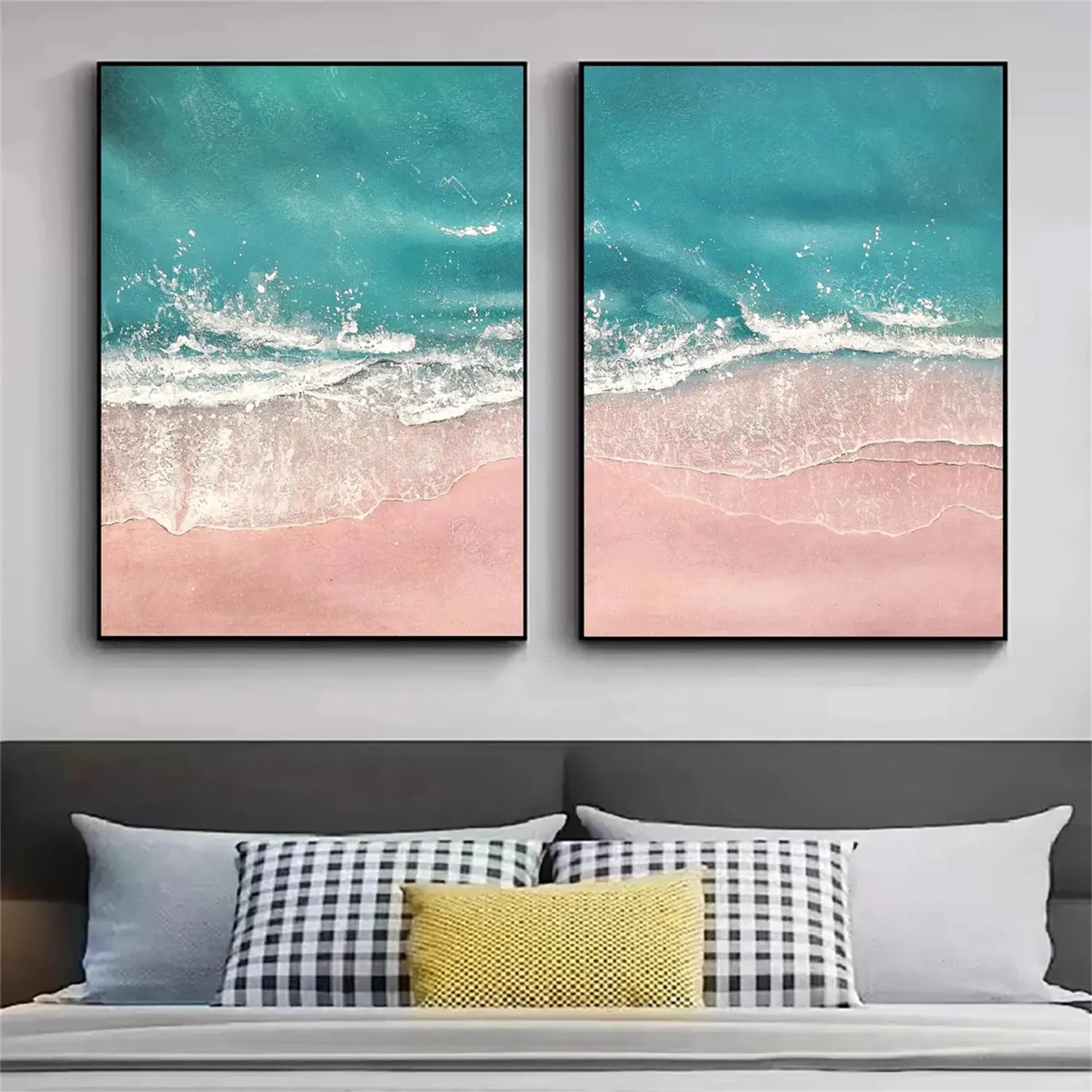 Ocean and Sky Painting Set of 2 - Handmade Wall Art for Living Room & Bedroom Decor - Coastal Themed Canvas Prints for Home Office