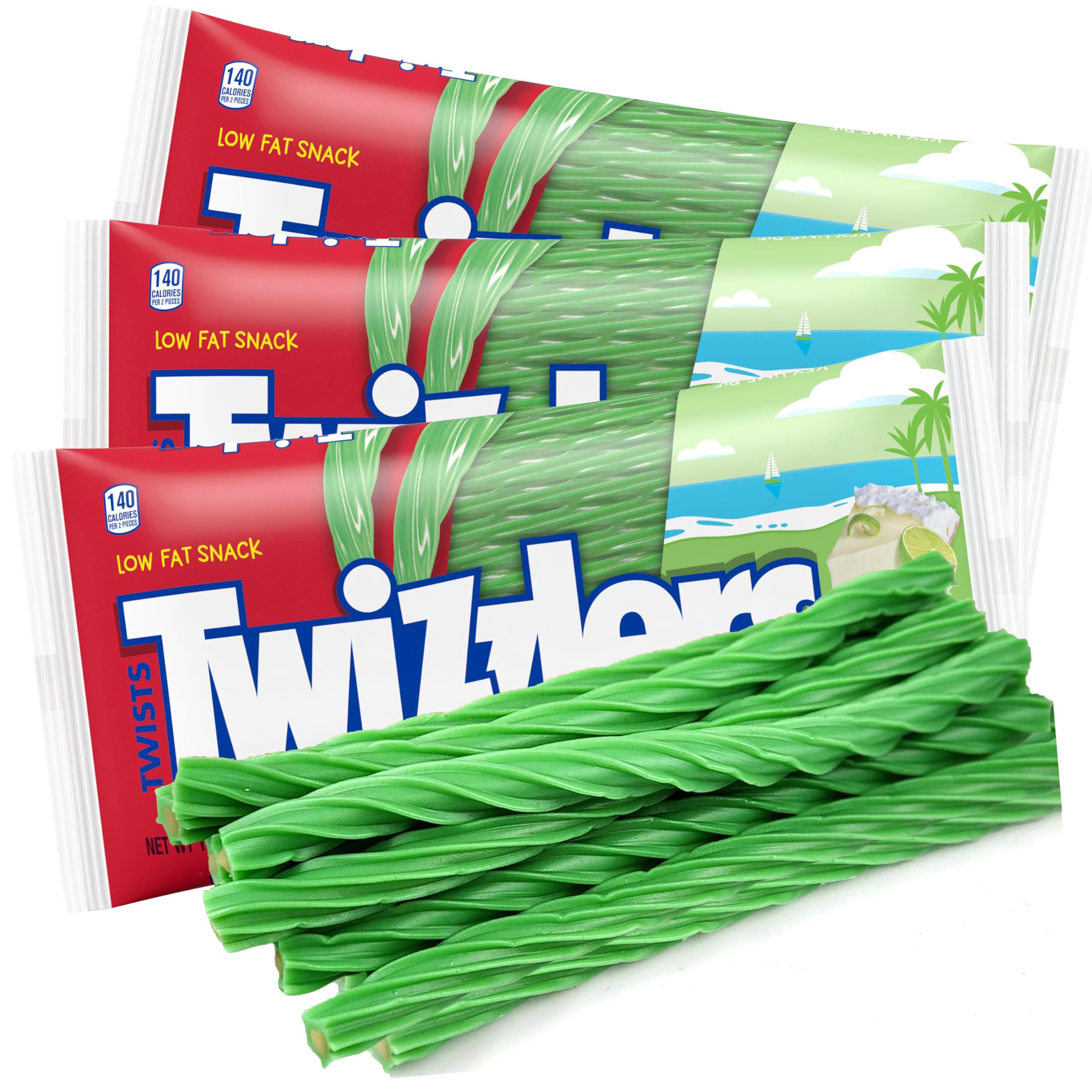 Key Lime Pie Flavored Cream Filled Licorice Candy Twists - Soft & Chewy Sweet Candy Sticks (3 Pack) | Perfect for Party Favors, Snacks, Gift Bags & Movie Night Treats