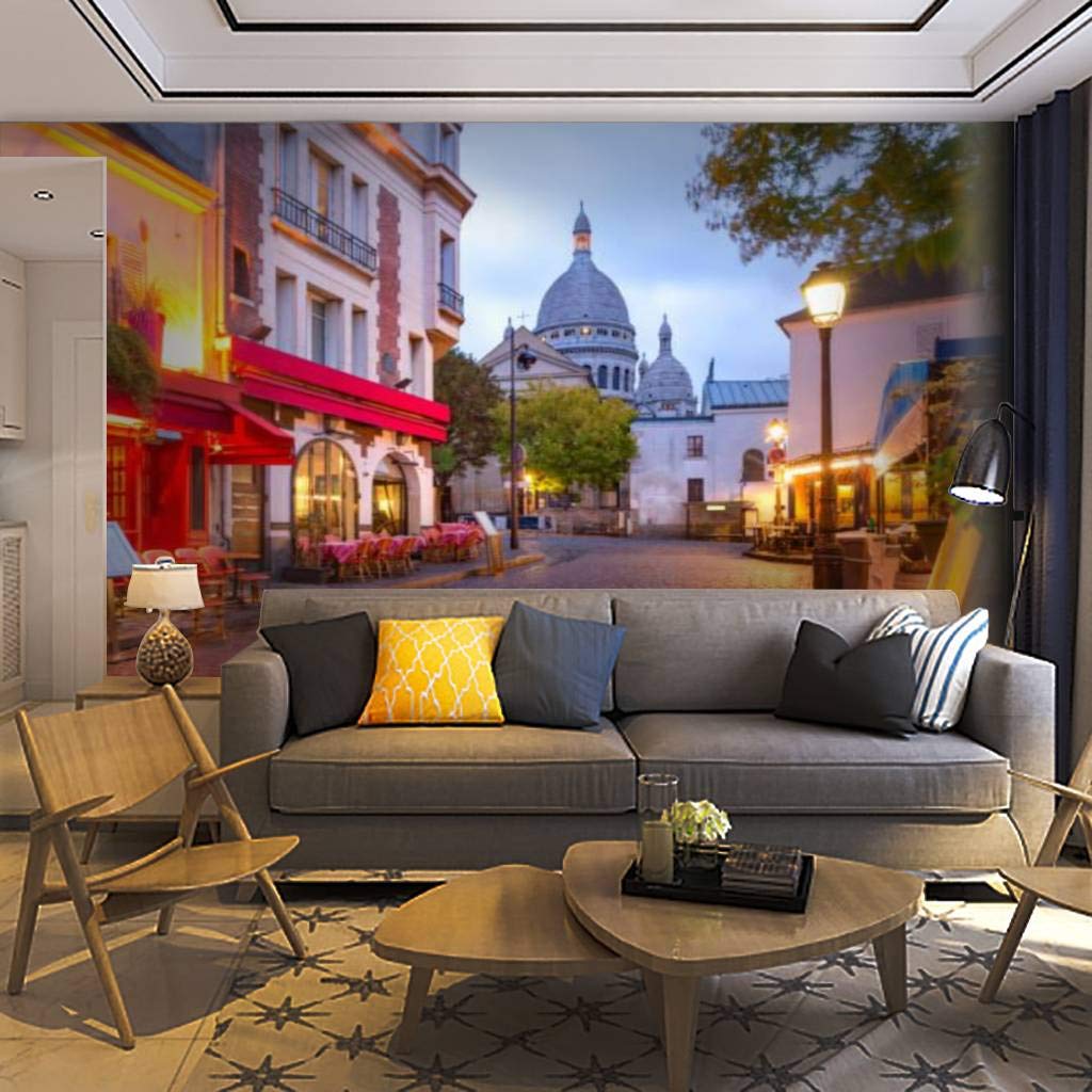 Self-Adhesive Removable Paris Montmartre Wall Mural - Peel & Stick Wallpaper Decor for Living Room, Bedroom | Beautiful France Scenery, Royalty-Free Art | Home Craft Decal, Wall Sticker Poster