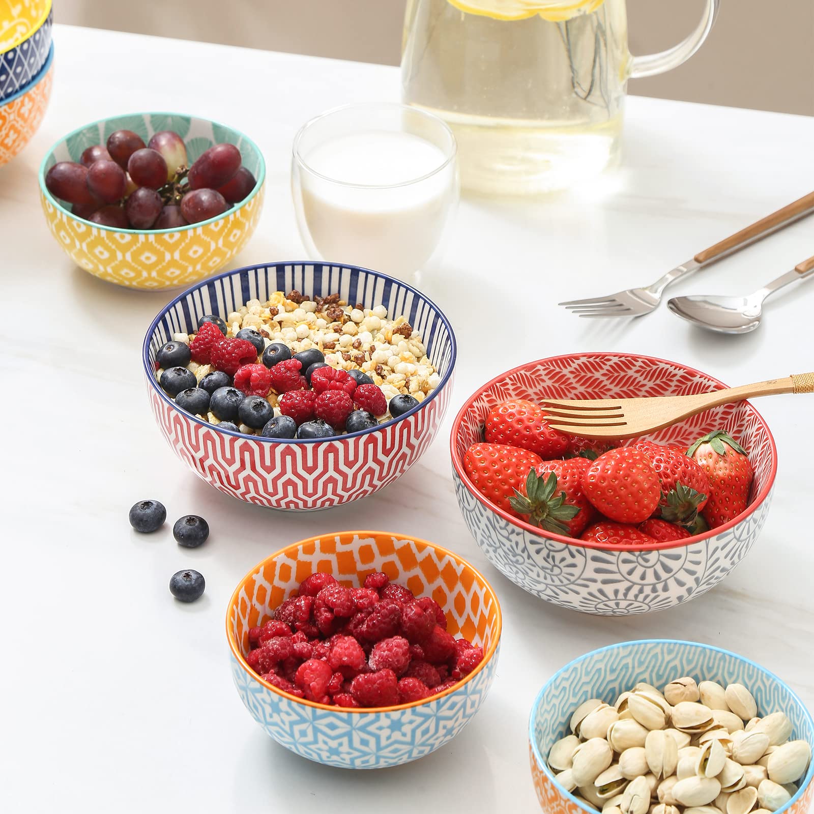 Selamica 12 OZ Ceramic Dessert Bowls Set of 6 - 4.7 Inch Small Bowls for Ice Cream, Snack, Side Dishes - Microwave & Dishwasher Safe - Perfect for Parties, Family Gatherings & Daily Dessert Serving