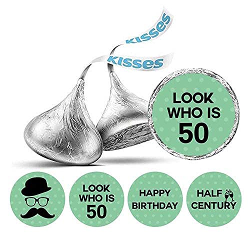 50th Birthday Stickers - 190pcs Mint Chocolate Candy Labels for Party Decor
