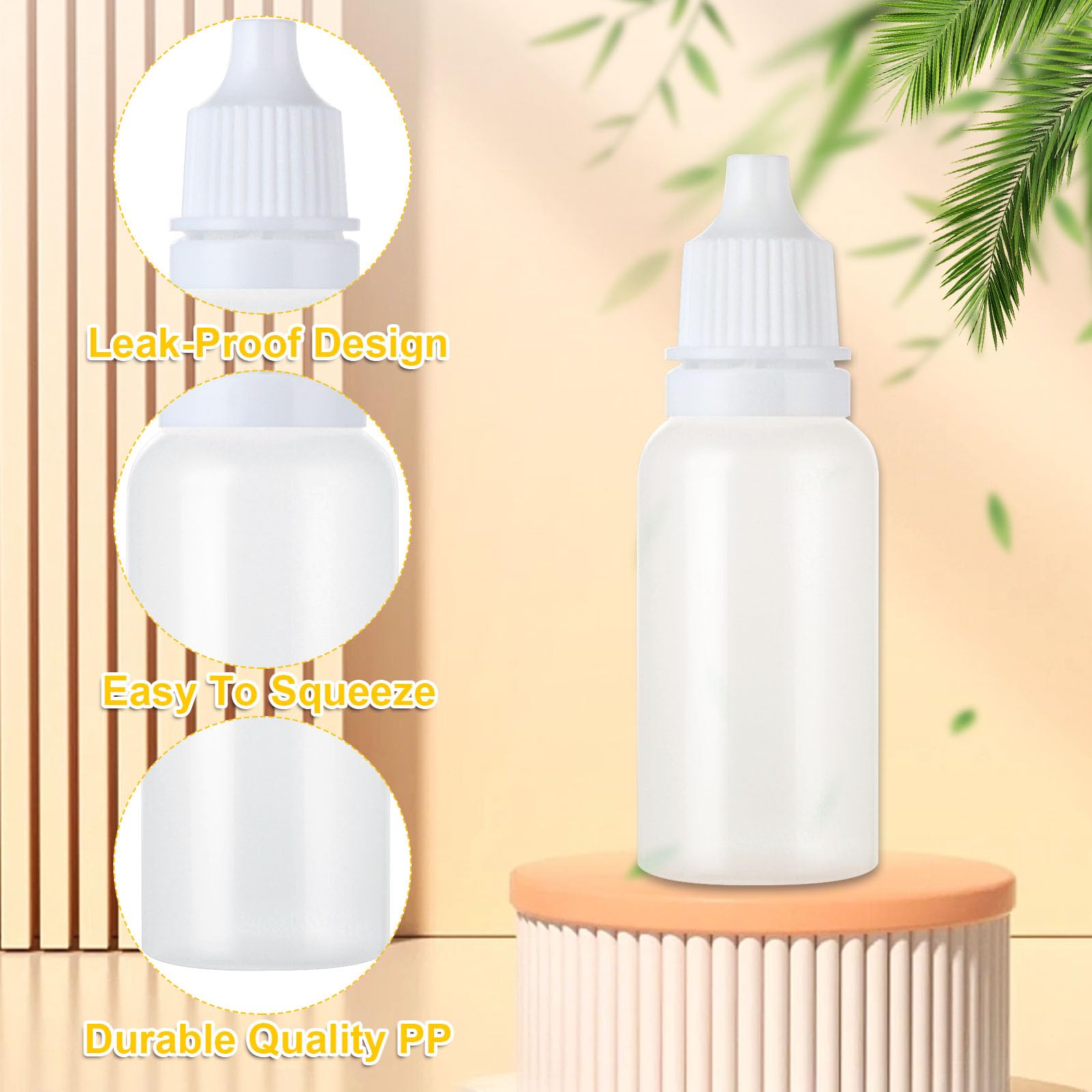 100Pcs 20ML Clear Plastic Dropper Bottles with Caps - Empty Essential Oil Bottles, Travel Size Mini Squeeze Bottles for Liquids, Paint, Ear Drops - Perfect for DIY, Crafts, Travel & Home Use