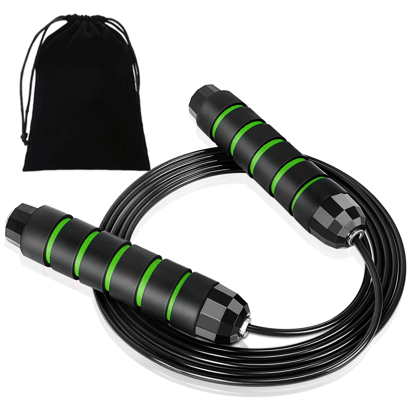 VATI Tangle-Free Ball Bearing Speed Jump Rope with Memory Foam Anti-Slip Handles - Adjustable Skipping Rope for Kids, Women & Men - Perfect for Indoor/Outdoor Workouts, Cardio, CrossFit & Boxing Training