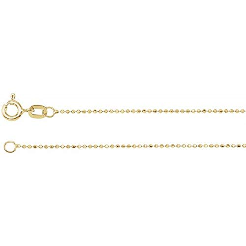 14K Yellow Gold Solid Diamond-Cut Bead Chain Necklace - 20