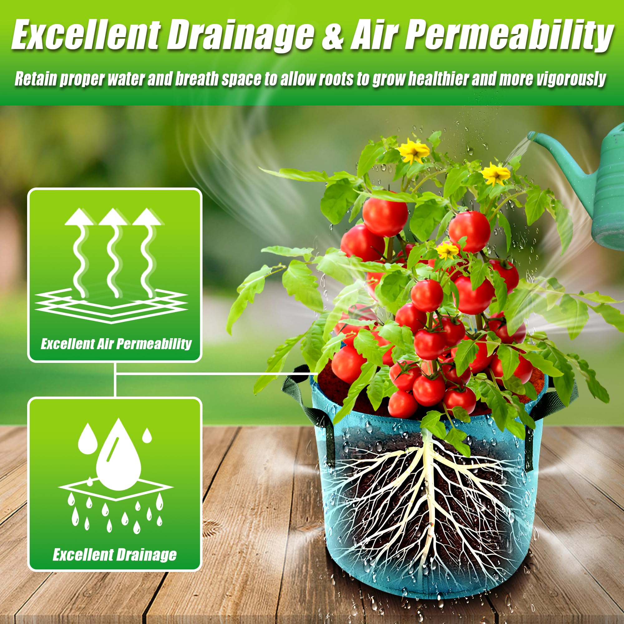 5 Gallon Grow Bags - 7 Pack Colorful Fabric Plant Pots with Handles for Gardening, Vegetables, Flowers & Outdoor Planting - Perfect for Raised Beds, Container Gardening & Balcony Plants