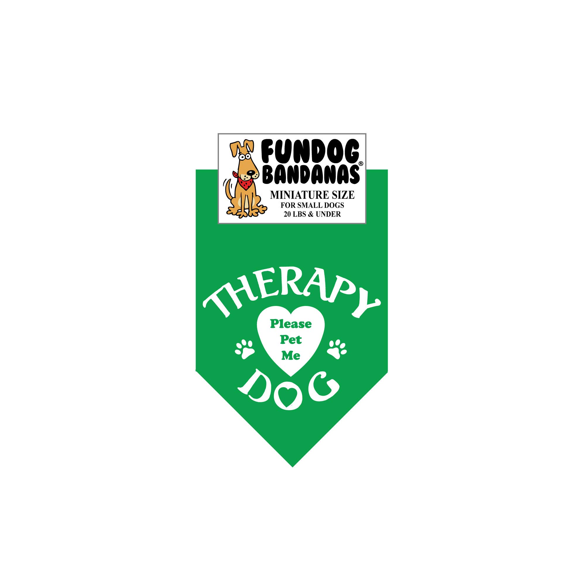 Therapy Dog 'Please Pet Me' Bandana for Small Dogs Under 20 lbs - Mini Size in Kelly Green | Perfect for Emotional Support Animals, Service Dogs & Pet Therapy Sessions