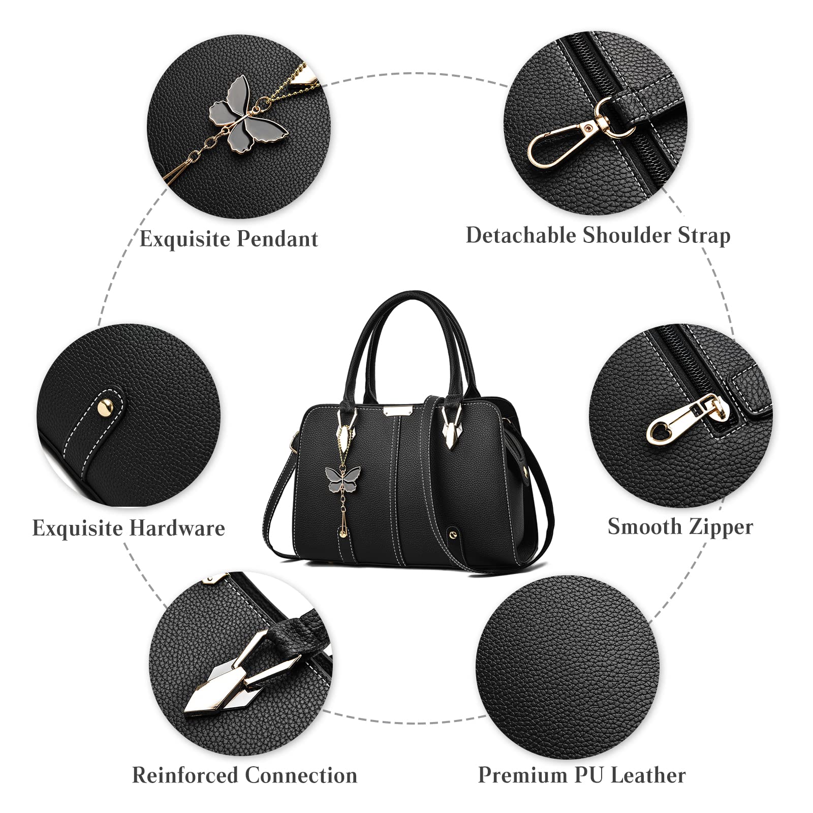 FANDARE Women's PU Leather Tote Bag - Waterproof Shoulder Bag Crossbody Satchel Purse for Work, Office, Travel & Shopping (Grey) | Stylish Handbag for Professional Women, Commuters & Daily Use
