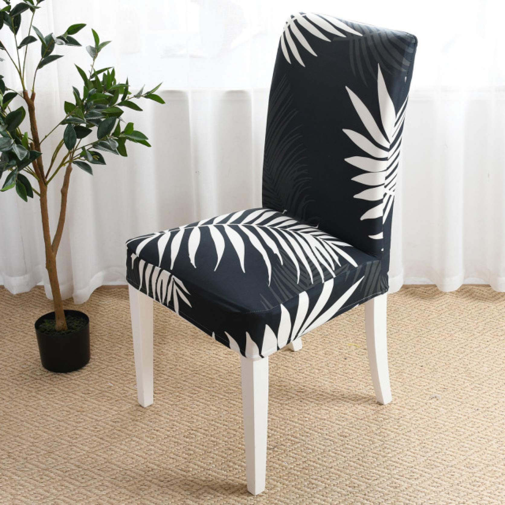 YURASIKU 1/2/4/6PCS Waterproof Printed Stretchable Chair Covers - Removable & Washable Dining Chair Slipcovers for Banquet, Hotel, Restaurant & Home Use - Perfect for Parties, Weddings & Everyday Dining Protection